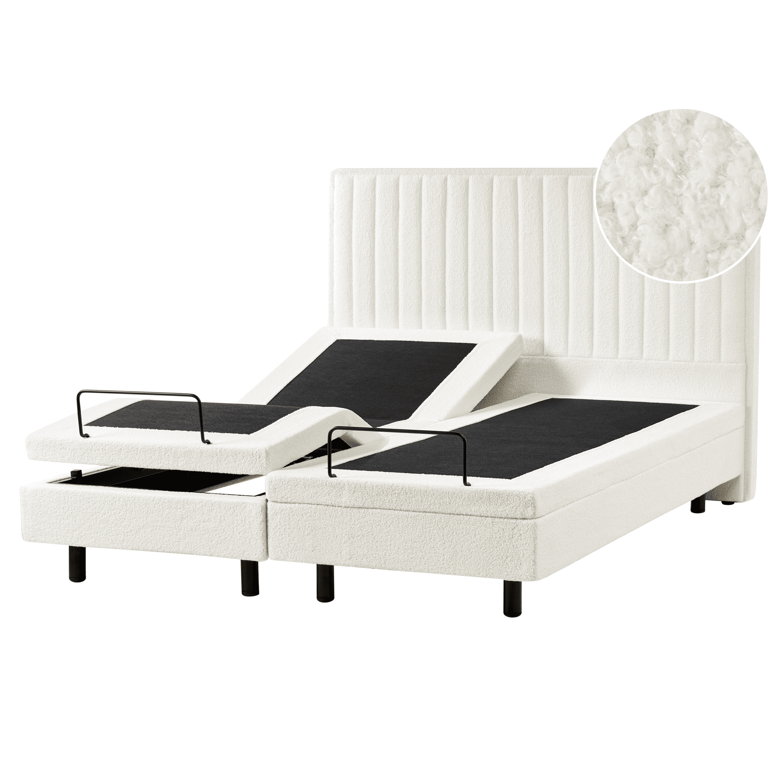 Säädettävä sänky buklee DUKE II 160 x 200 cm Luonnonvalkoinen