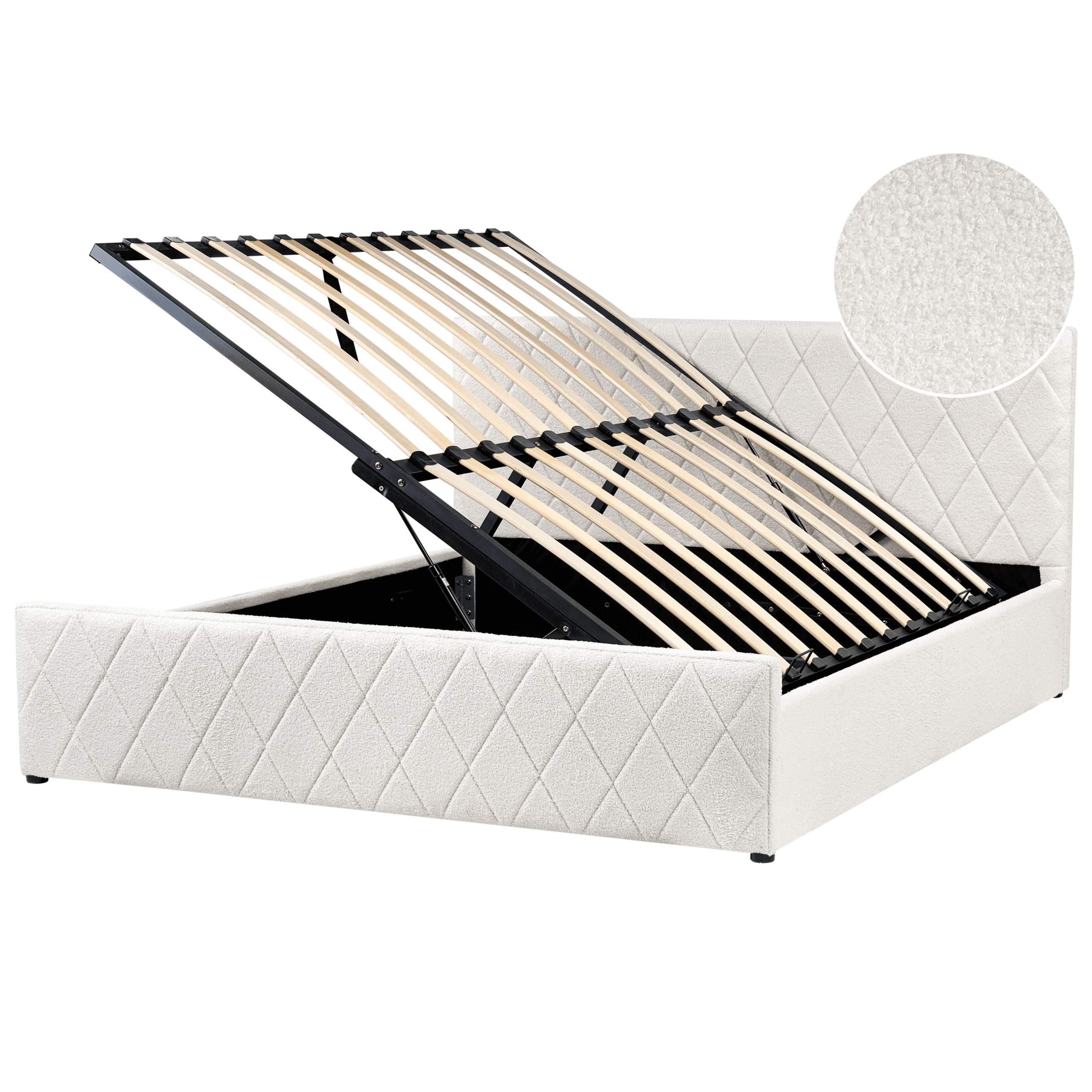 Sänky säilytystilalla buklee ROCHEFORT 180 x 200 cm Luonnonvalkoinen