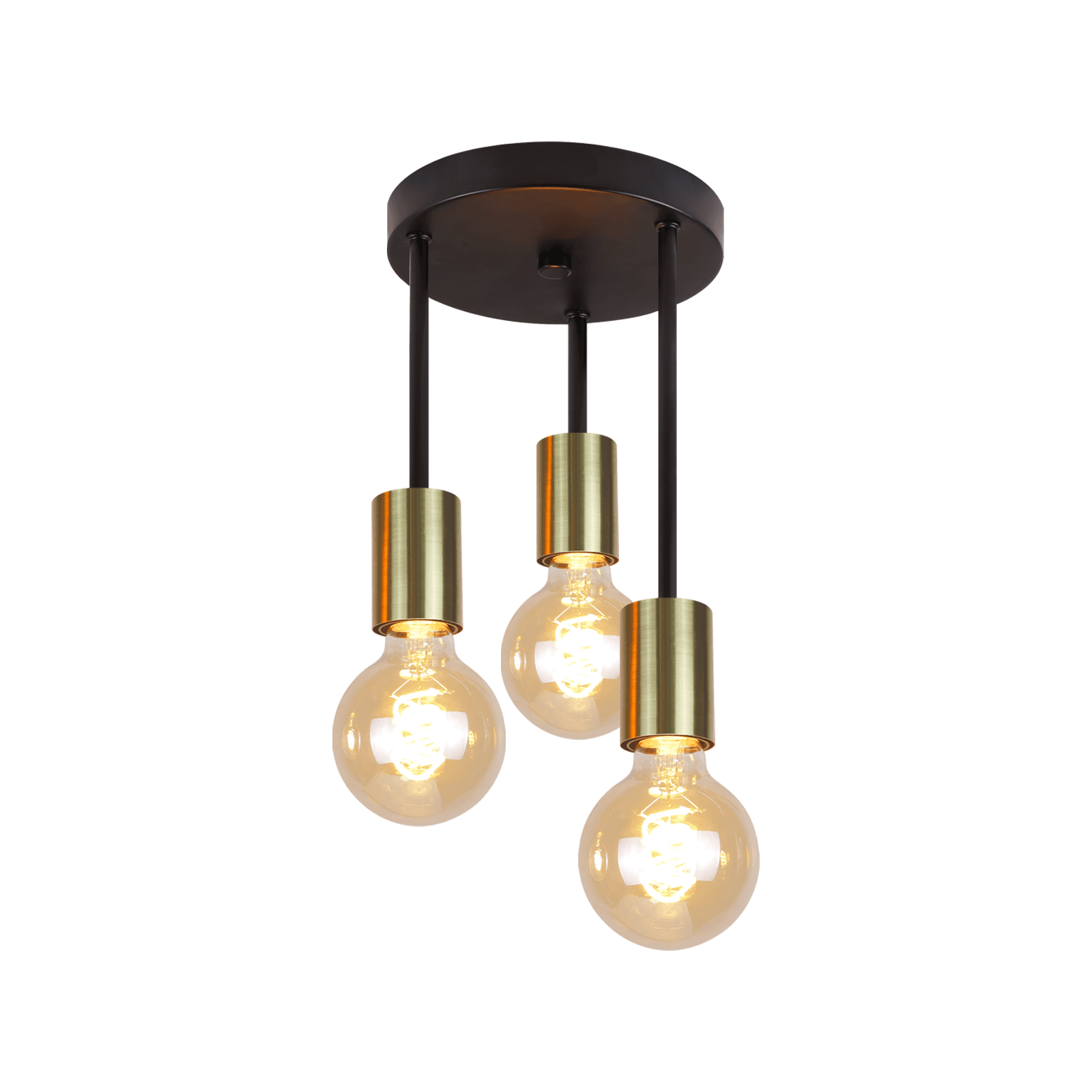 NETTLIFE - kattovalaisin, 3 pistettä,, E27Vintage - tyylinen, mustakultainen, riippuvalaisin, modernilla, teollistyyliselläKattokruunulla, max. 25w