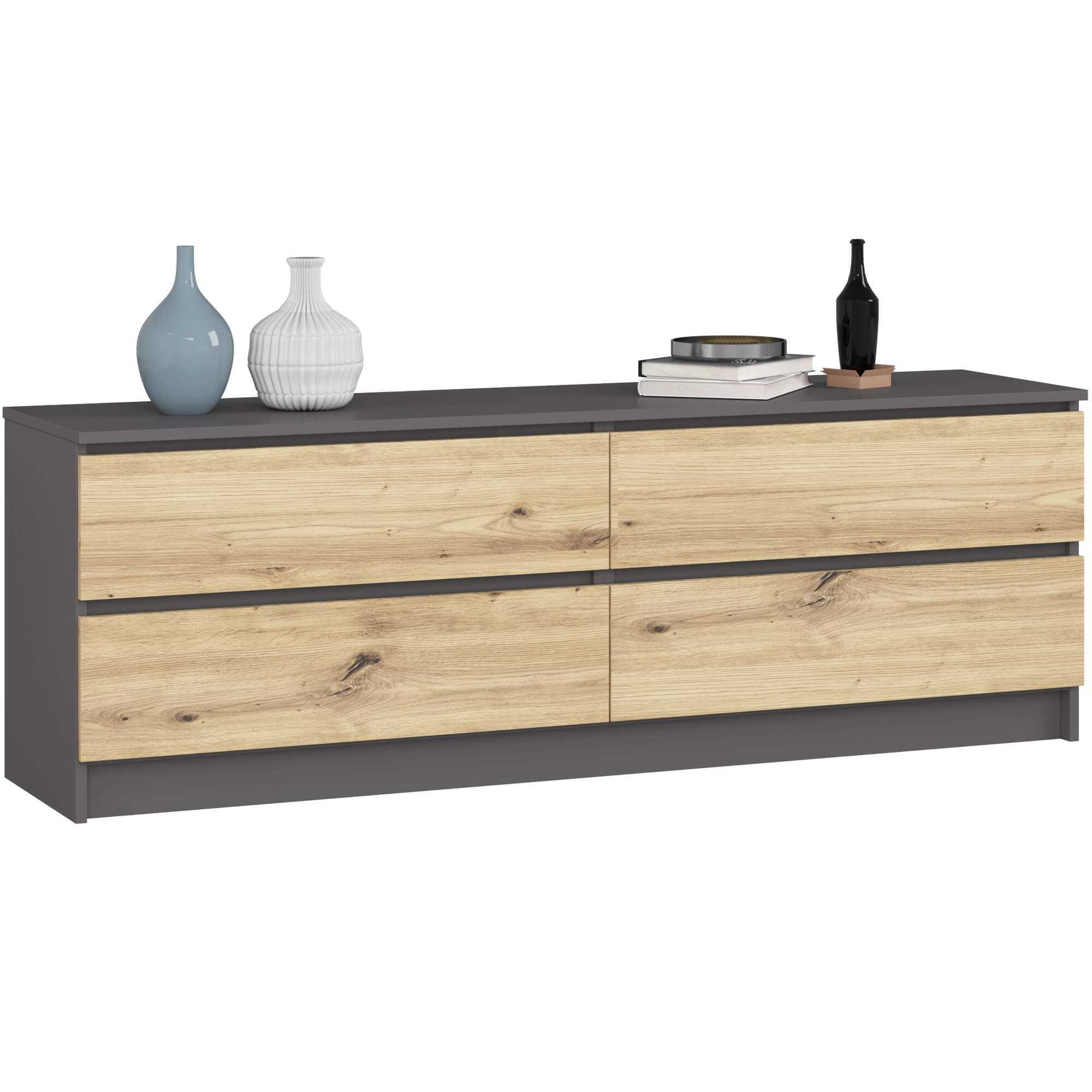 Akord Lipasto 4 Laatikoa Grafiitti/Artisan-tammi 160x40x55