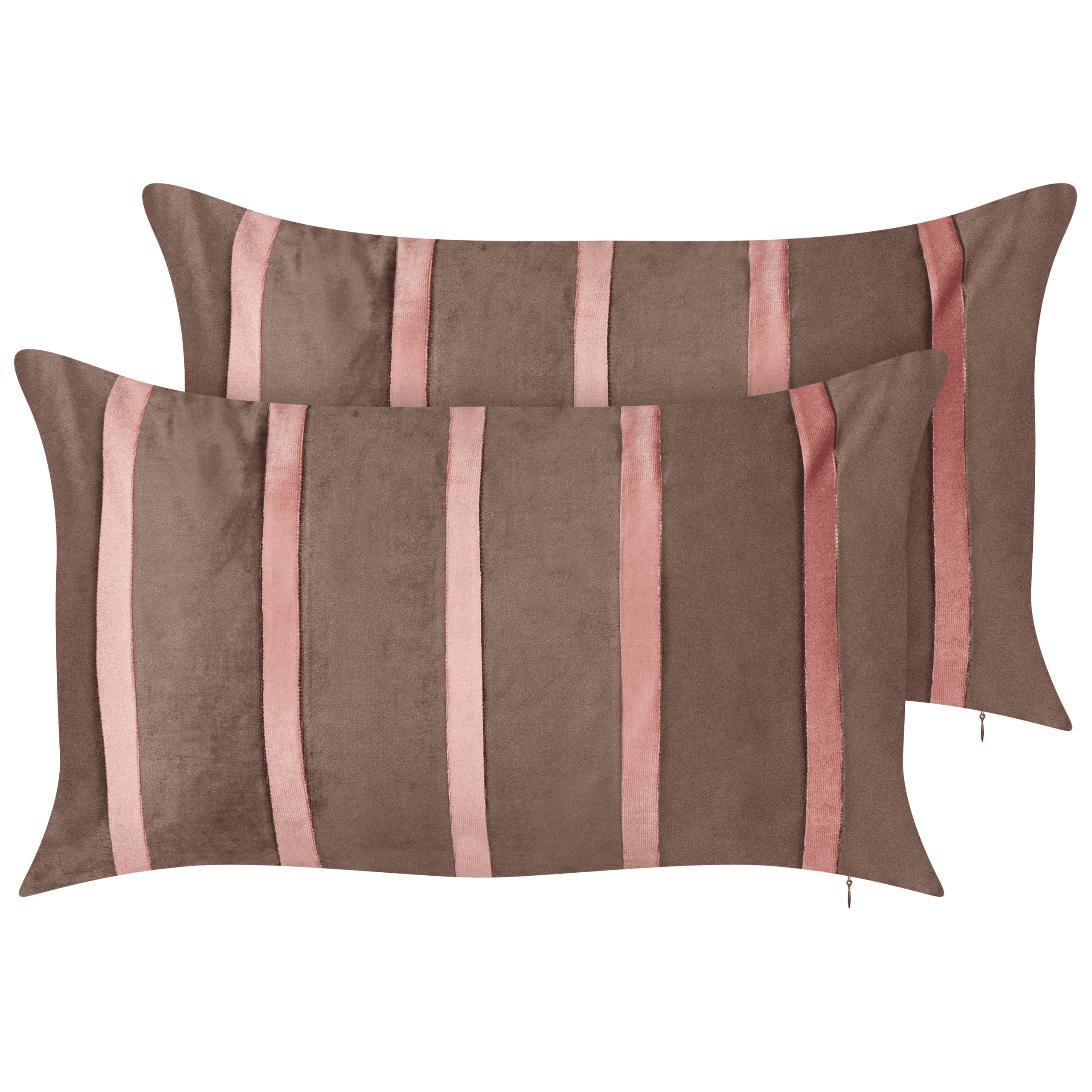 Koristetyynysetti 2 kpl CRODYLINE sametti 35 x 60 cm Ruskea Raitakuvio