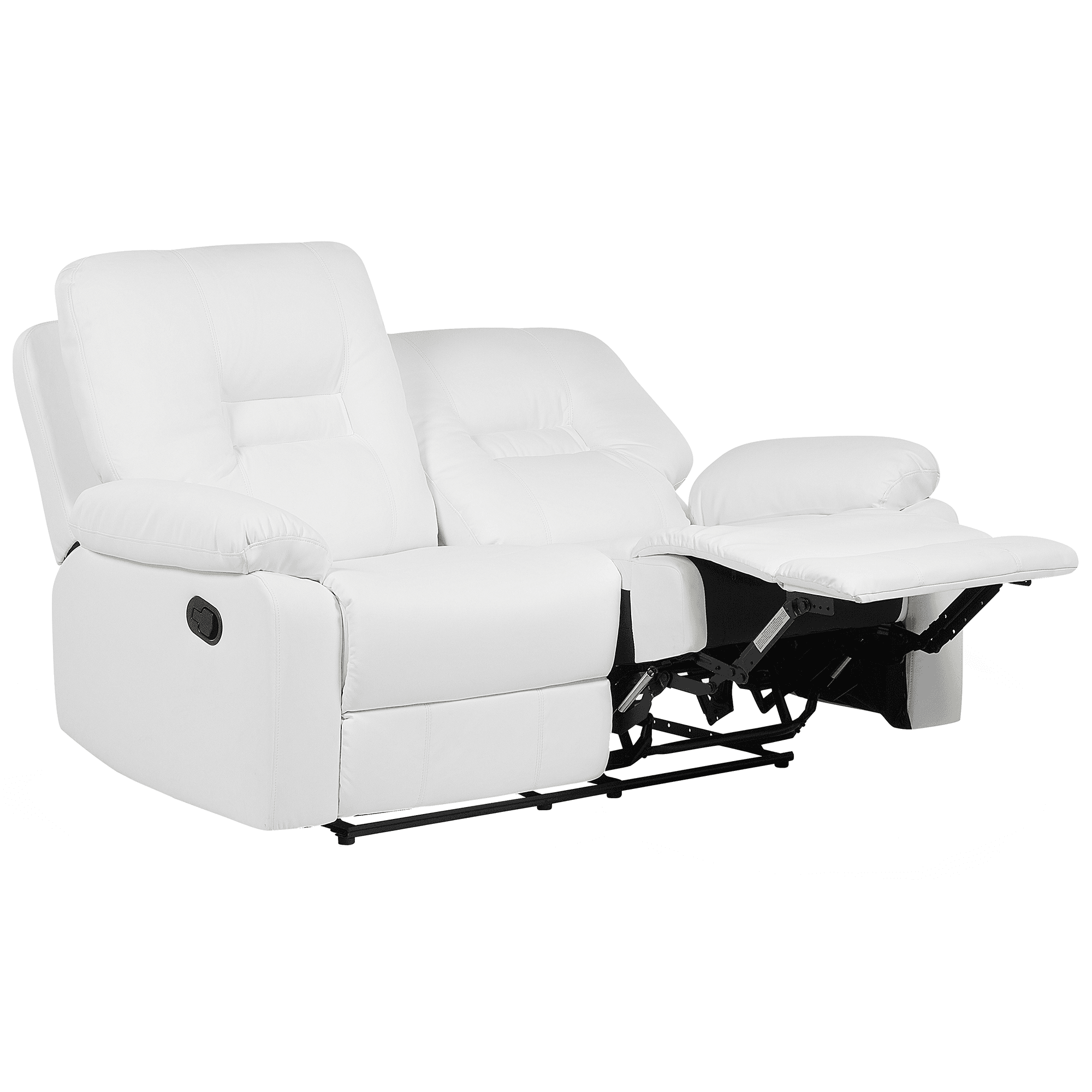 Manuaalisesti säädettävä sohva BERGEN keinonahka Valkoinen 2-istuttava