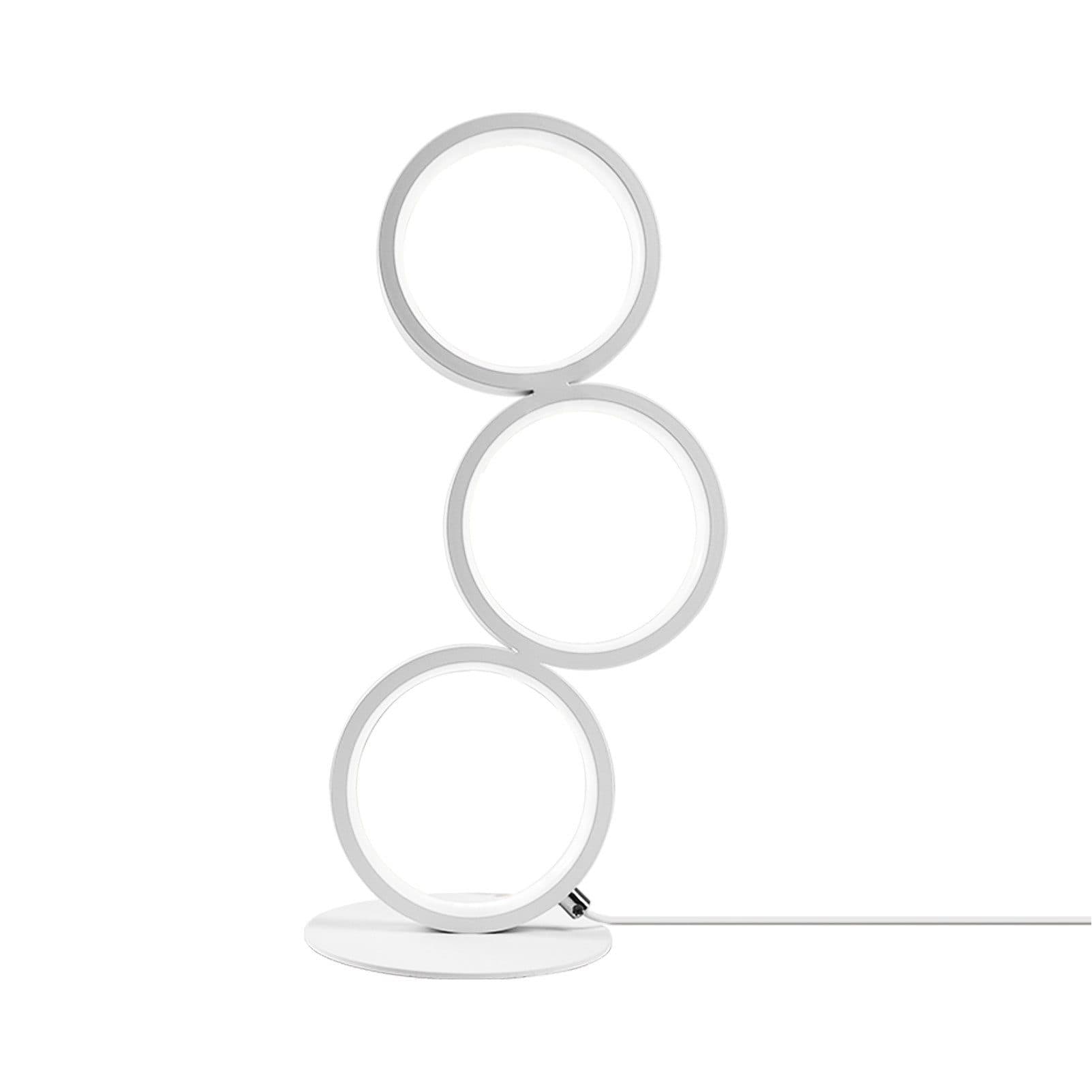 NETTLIFE LED-pöytävalaisin himmennettävä yöpöytävalaisin kosketusnäyttö moderni muotoilu metallirengas valkoinen alumiinitutkimus