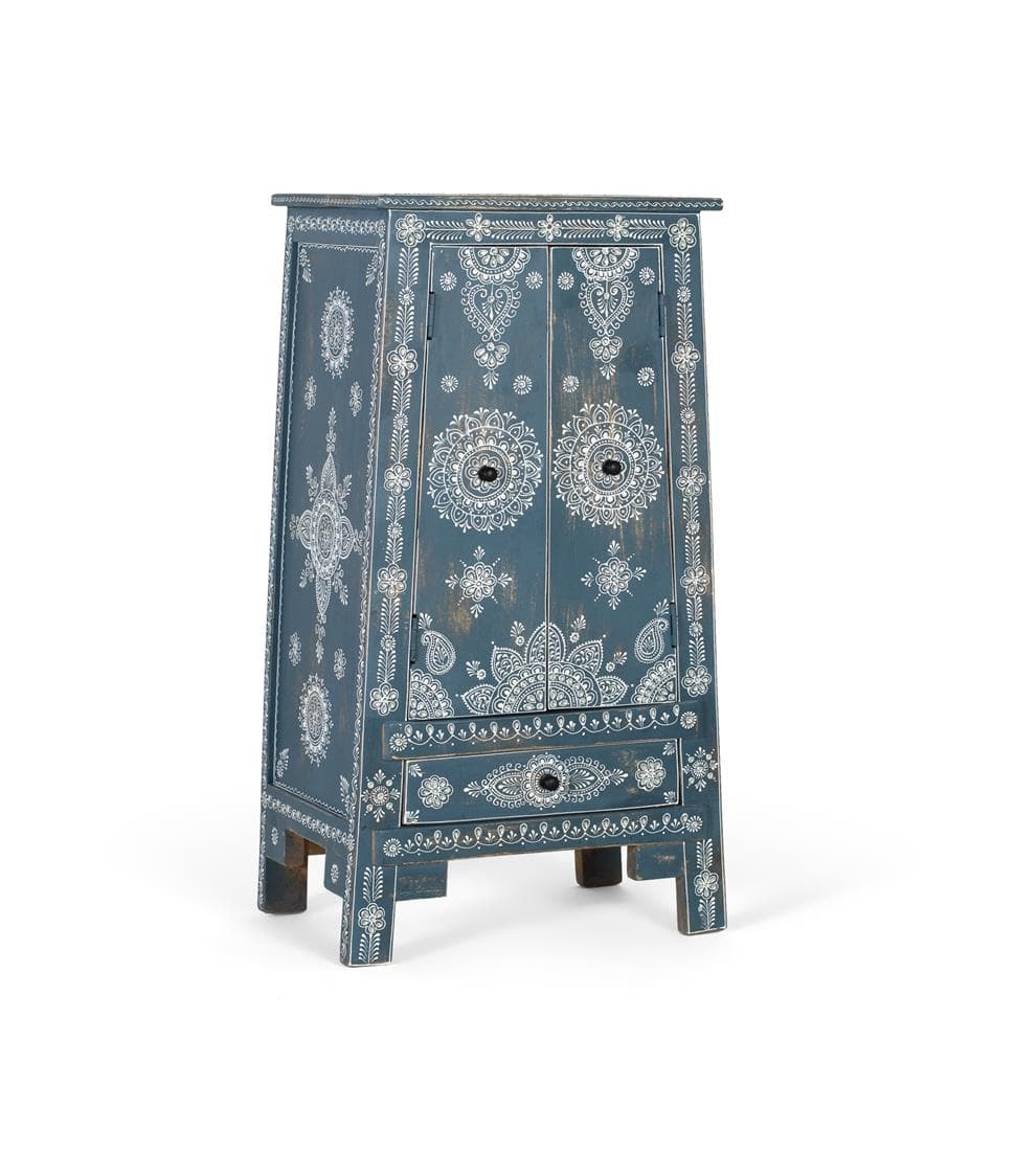 Sivupöytä mangopuusta ja käsinmaalatusta MDF-levystä