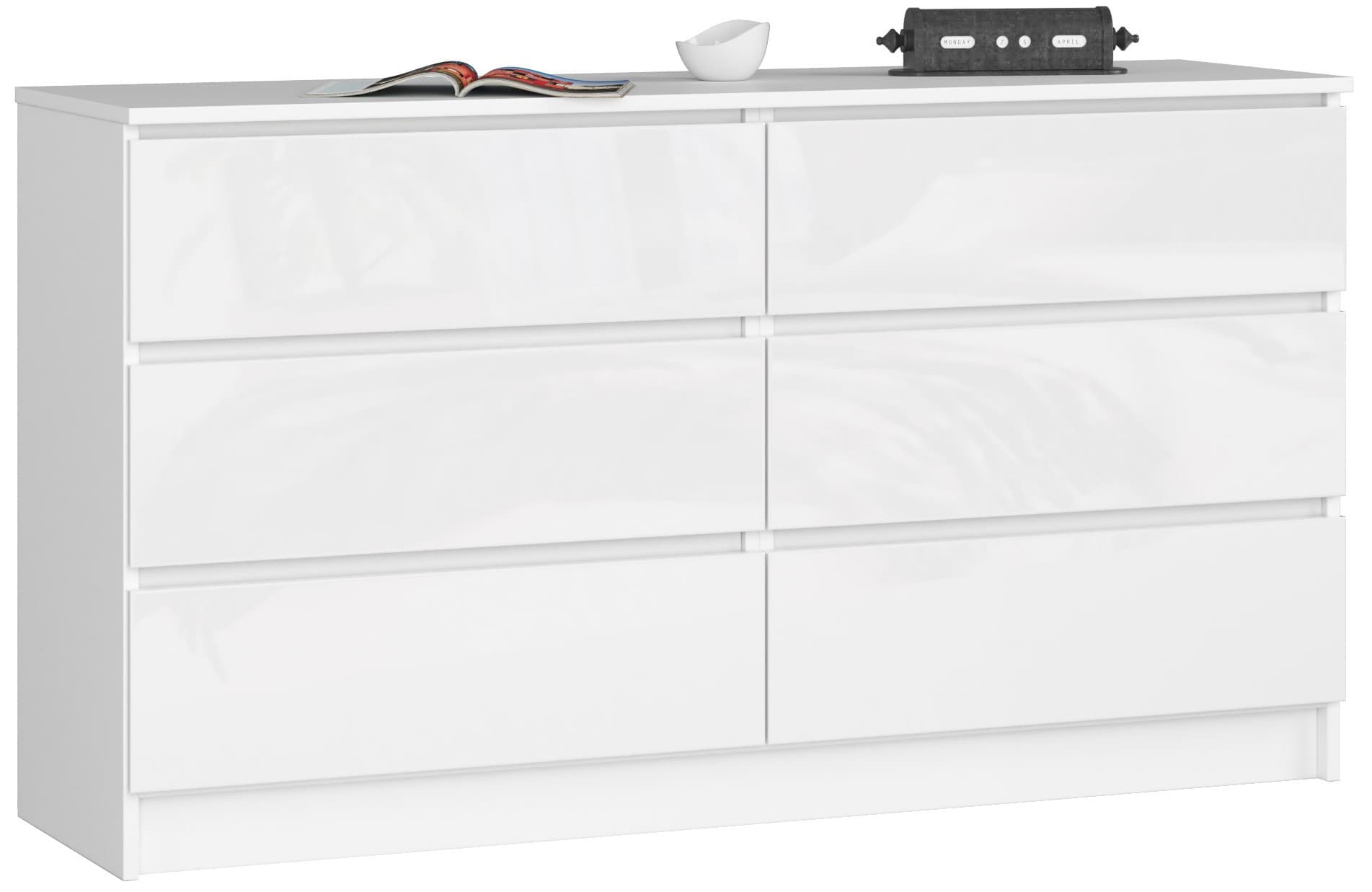 Akord Lipasto 6 Laatikoa Valkoinen/Korkeakiilto 138x40x77