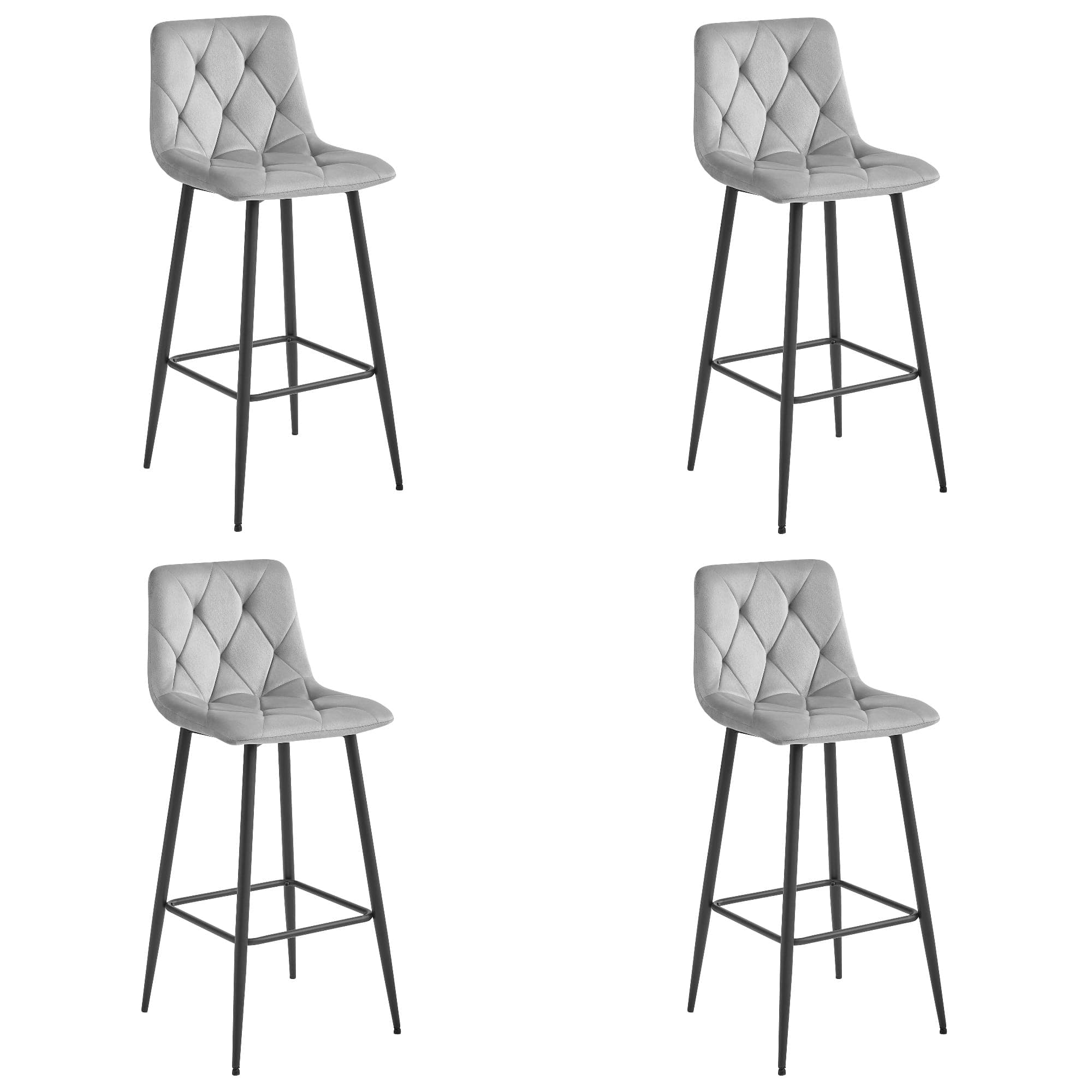 NADO-baarijakkara, hopeanharmaa sametti, mustat jalat (4 kpl)