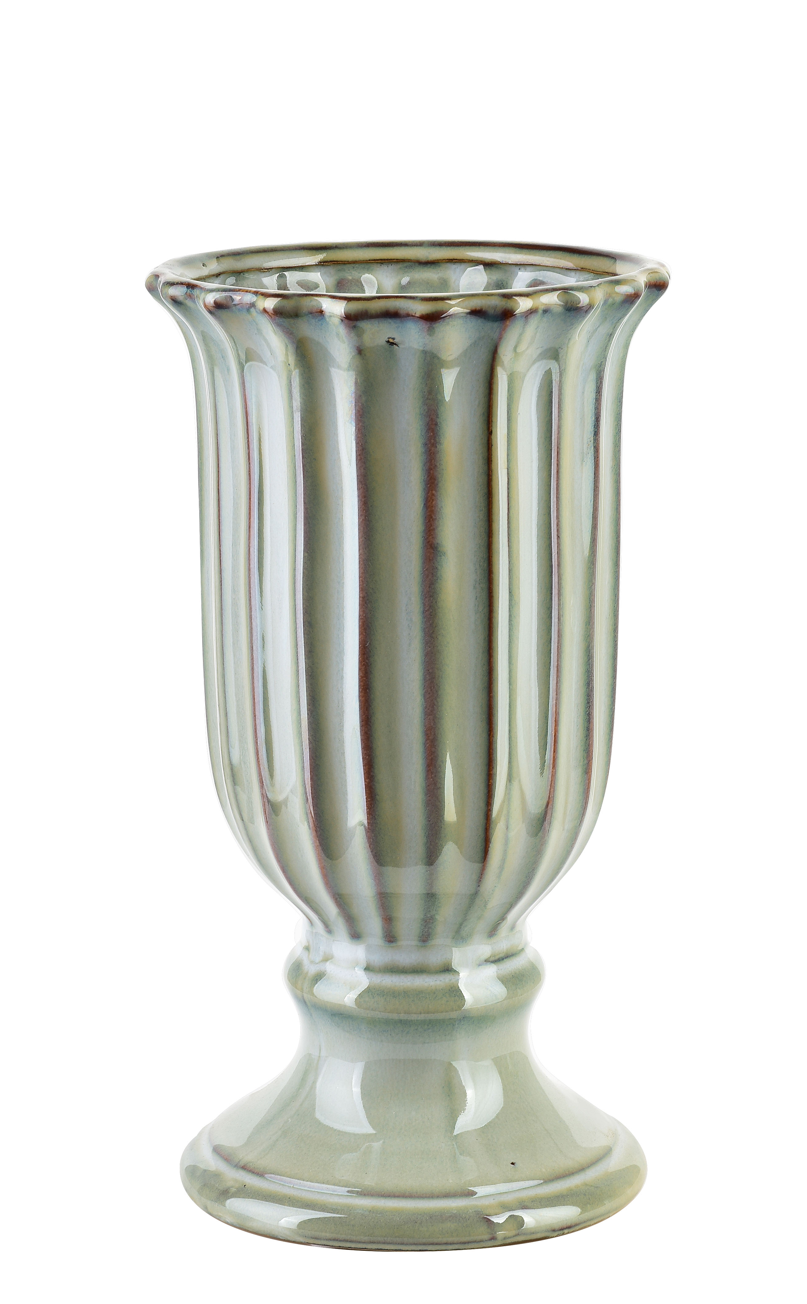 MONDEX keramiikkamaljakko, tummanharmaa, kohokuvioitu, 13,5 x 12,5 x 25 cm