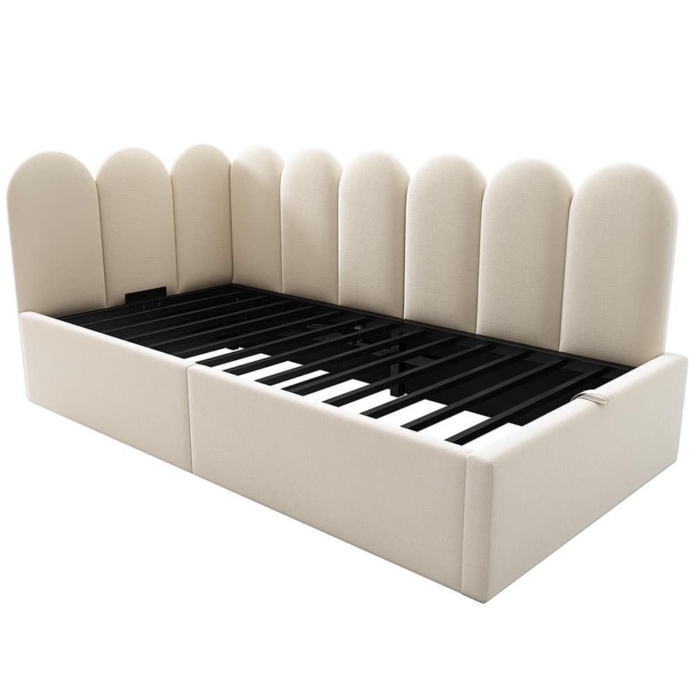 Vuodesohva 90x200 cm, metallinen sängynrunko - beige