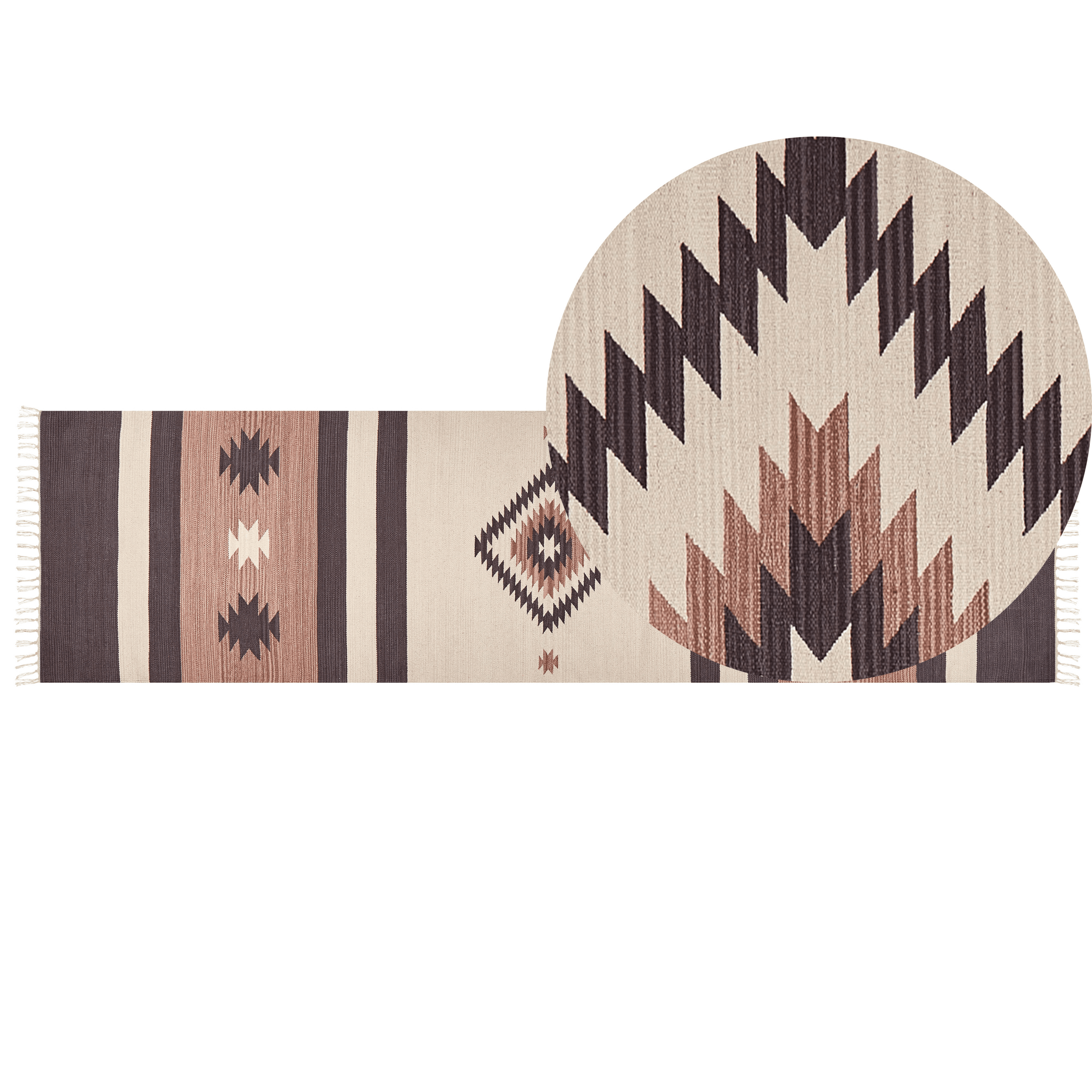 Matto ARAGATS Beige 80 x 300 cm puuvilla Kelim-matto
