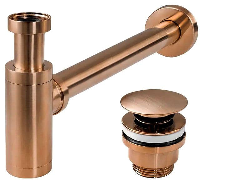 REA pesualtaan vesilukko Click-clack 33,5 harjattu kupari, 33,5X7X21CM