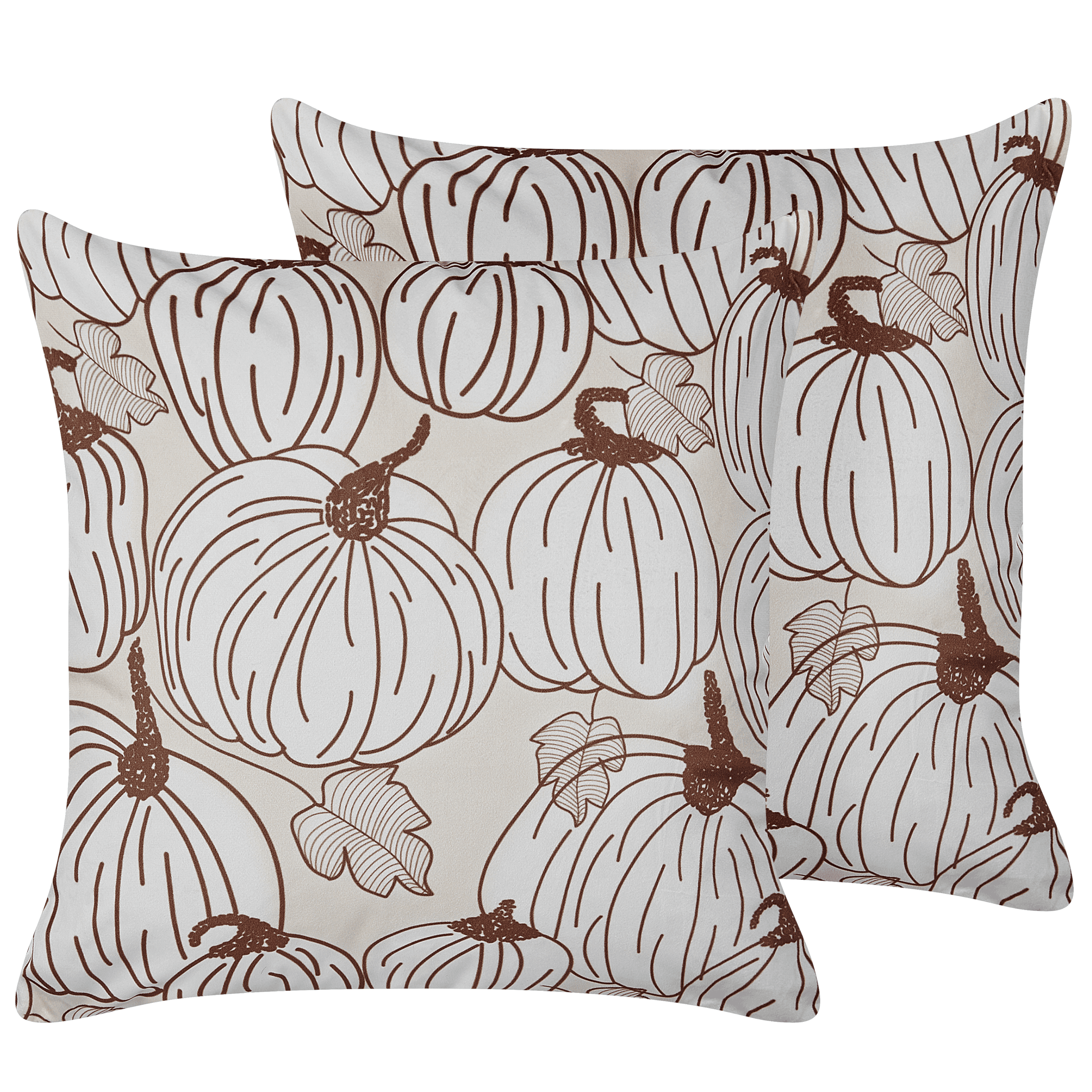 Koristetyynysetti 2 kpl GOURD sametti 45 x 45 cm Beige Kasvikuvio