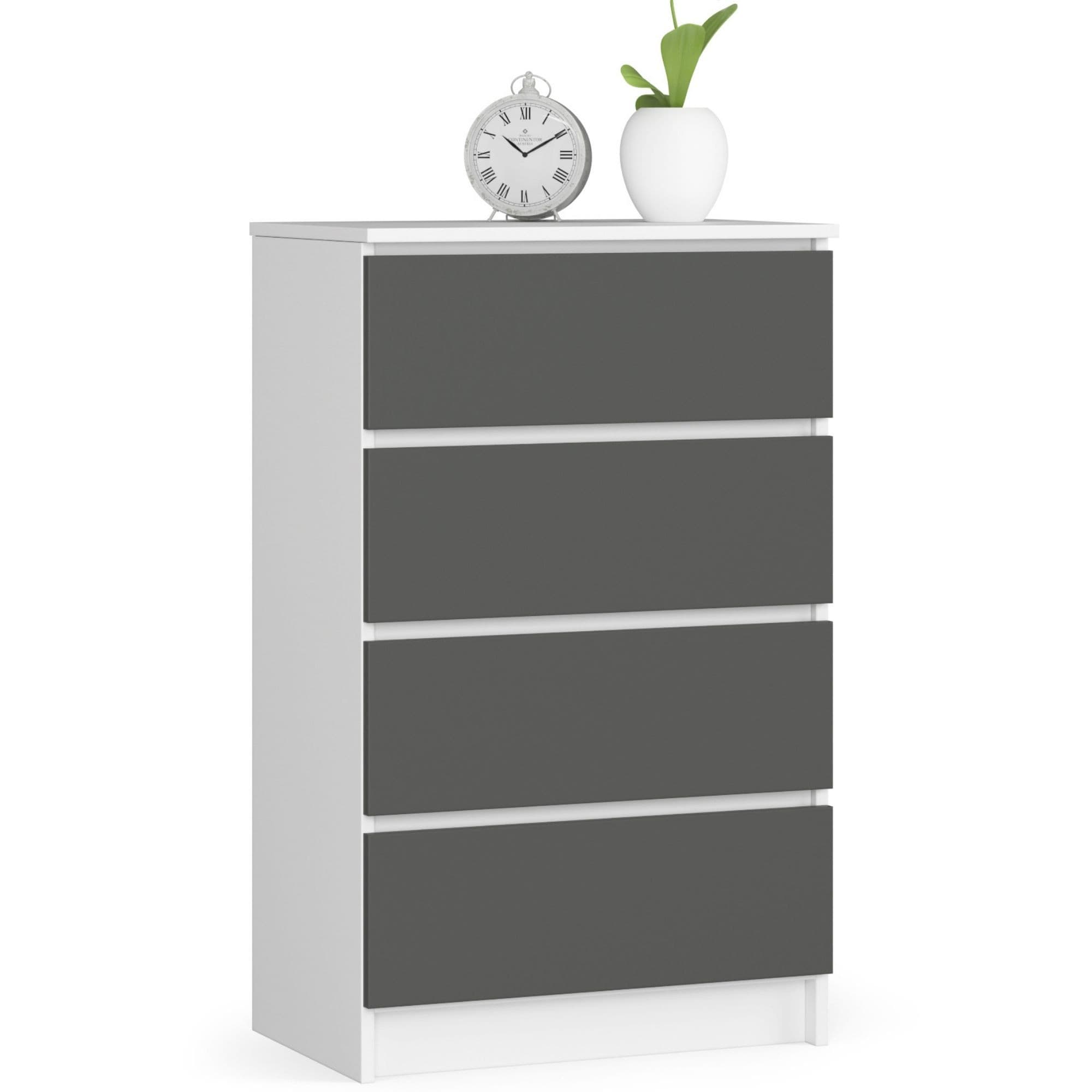 Akord Lipasto 4 laatikkoa Valkoinen/Harmaa Grafiitti 60x40x99