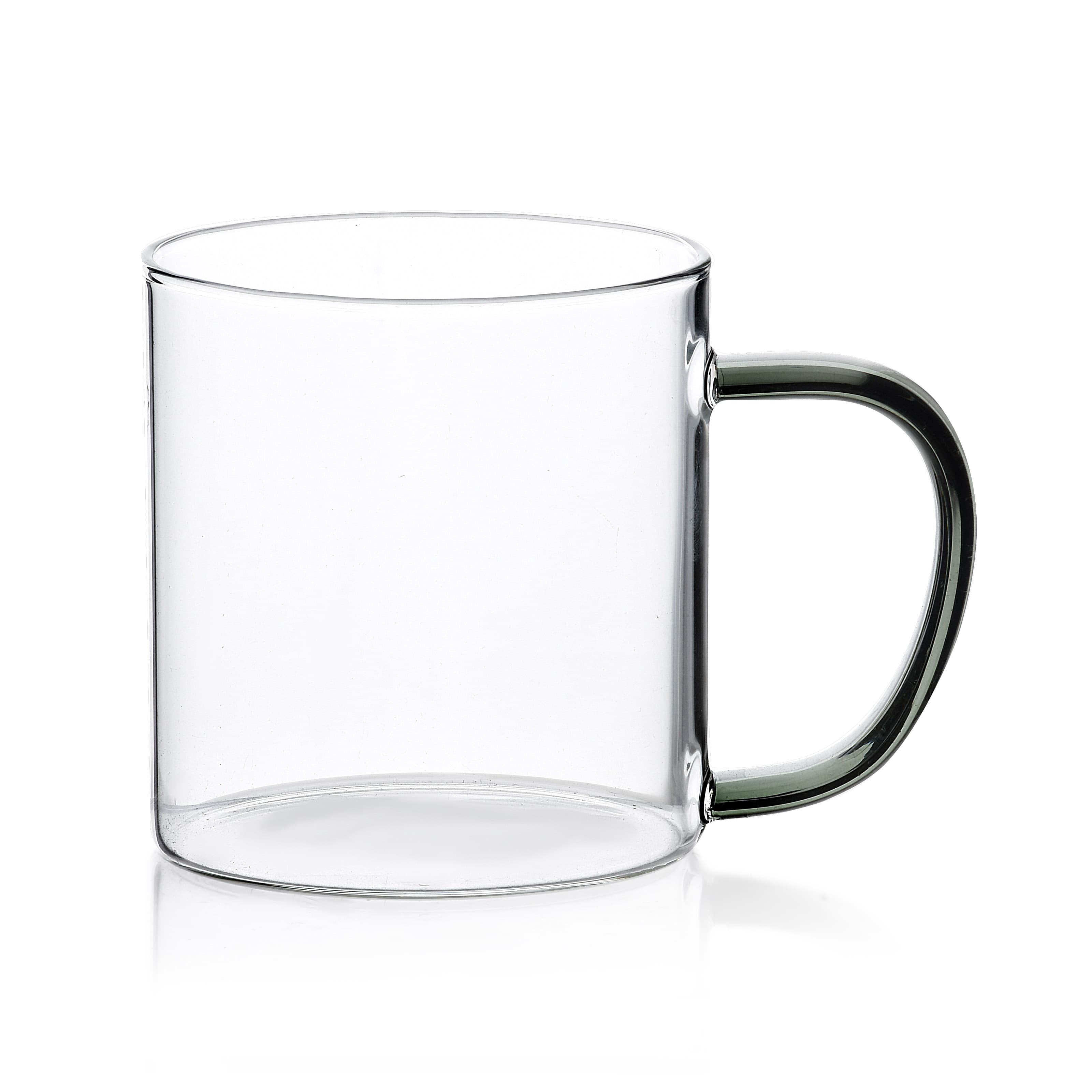 Allesken, Borosilikaattilasi muki tummanvihreällä kahvalla, 450 ml, P:12,5 cm x L:8,3 cm x K:9 cm
