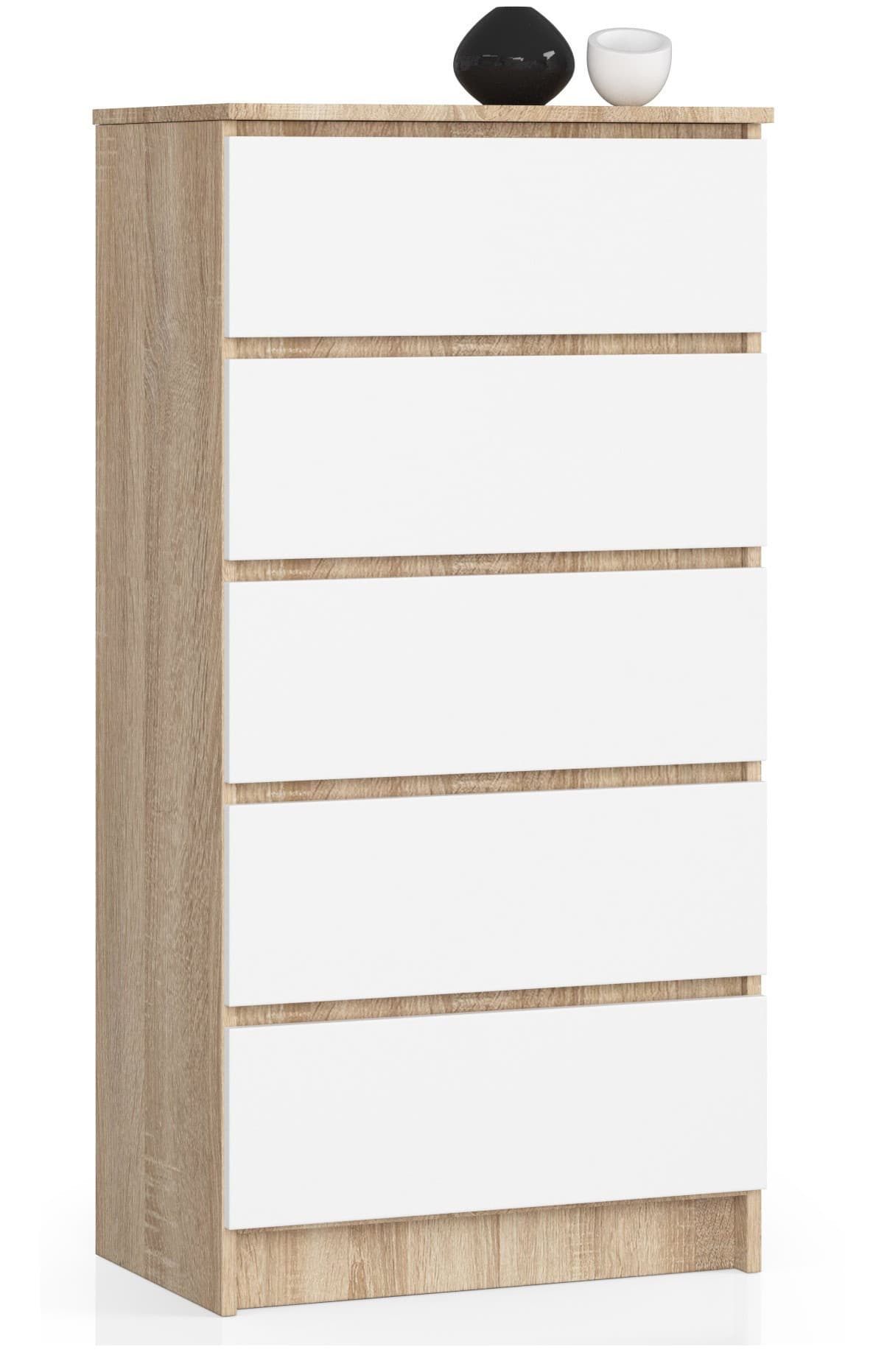 Akord Lipasto 5 Laatikoa Sonoma-tammi/Valkoinen 60x40x121