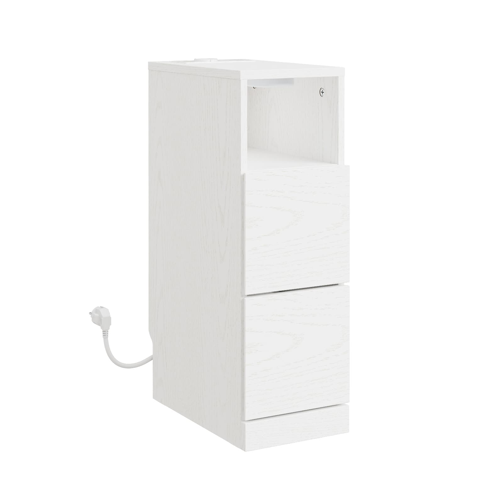 Sivupöytä LED-valolla ja pistorasialla kerma-valkoinen 35.0x20.0x60.0 cm FBT149-E-WG