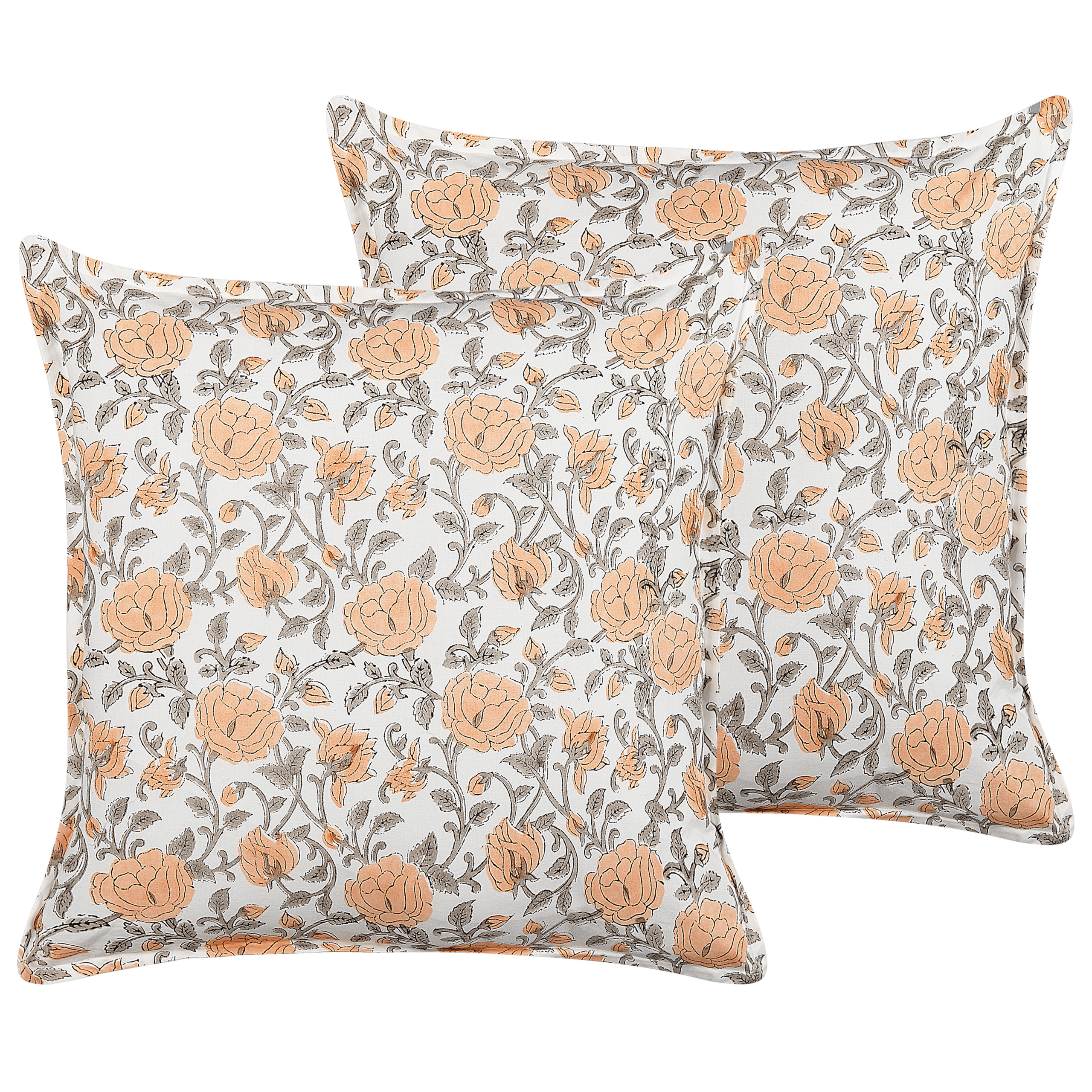 Koristetyynysetti 2 kpl MEADIA puuvilla 45 x 45 cm Punainen Kukkakuvio