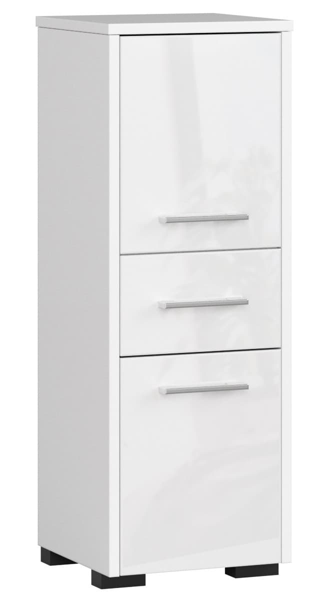Akord Kylpyhuoneen Kolonni 2 Ovet 1 Laatikko Valkoinen Korkeakiilto 30x30x85