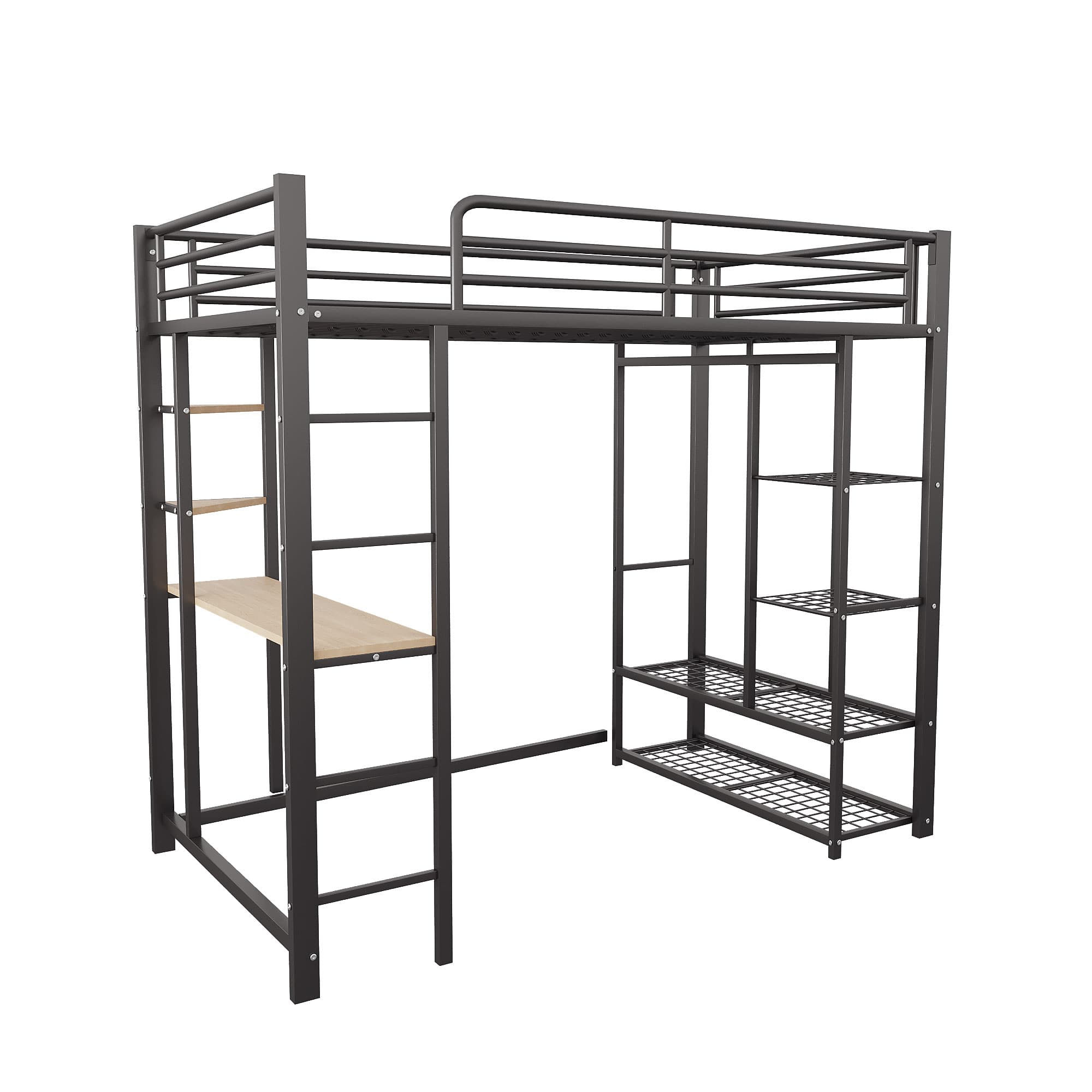 90x200 cm Parvisänky Säilytyksellä ja Tikkailla, Musta