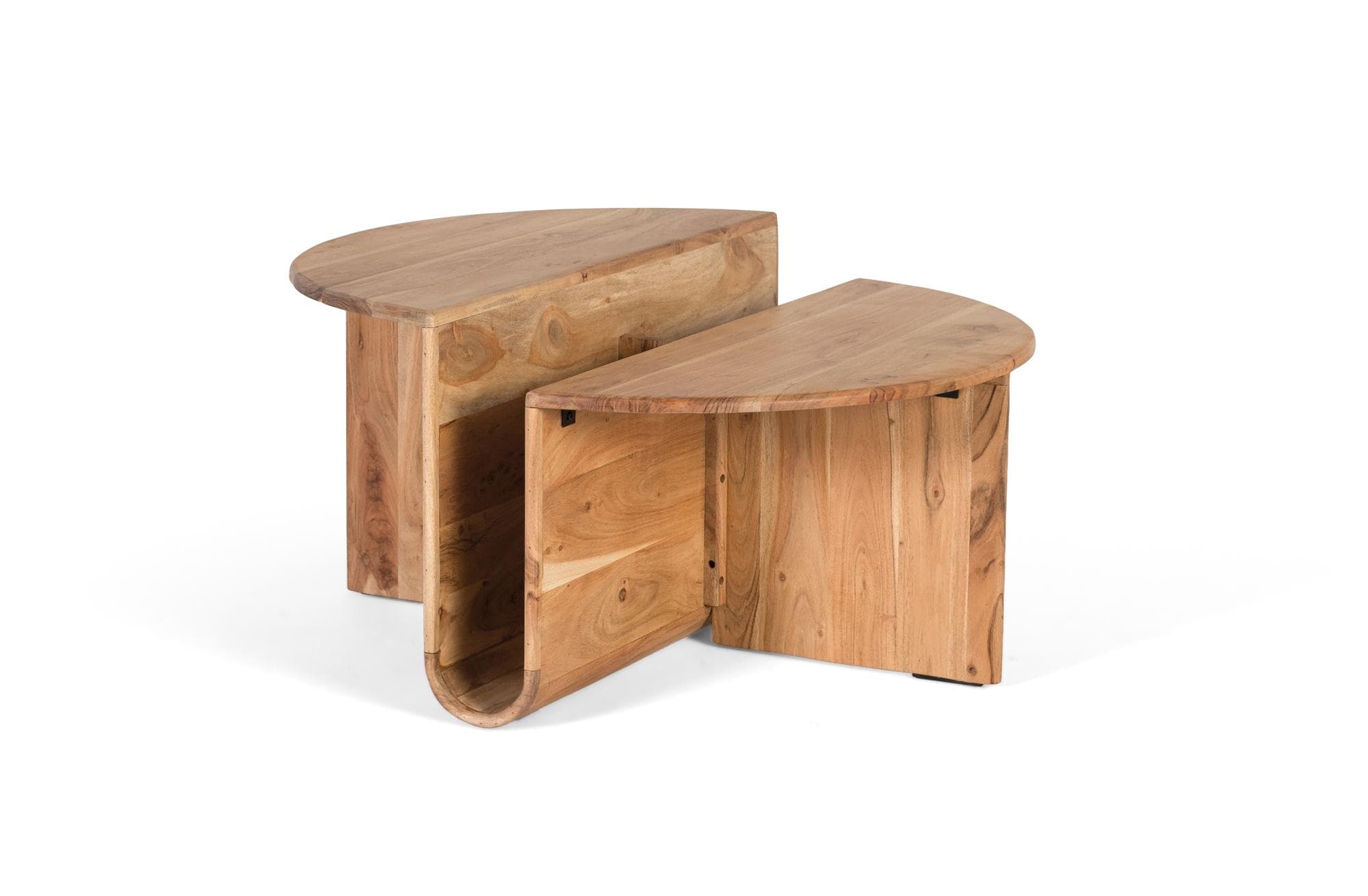 Sohvapöytä akaasiapuusta integroidulla lehtitelineellä