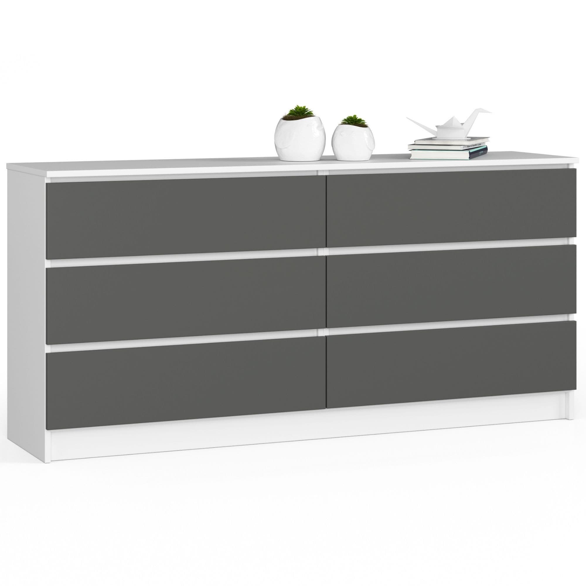 Akord Senkki 6 Laatikkoa Valkoinen/Harmaa Grafiitti 160x40x77