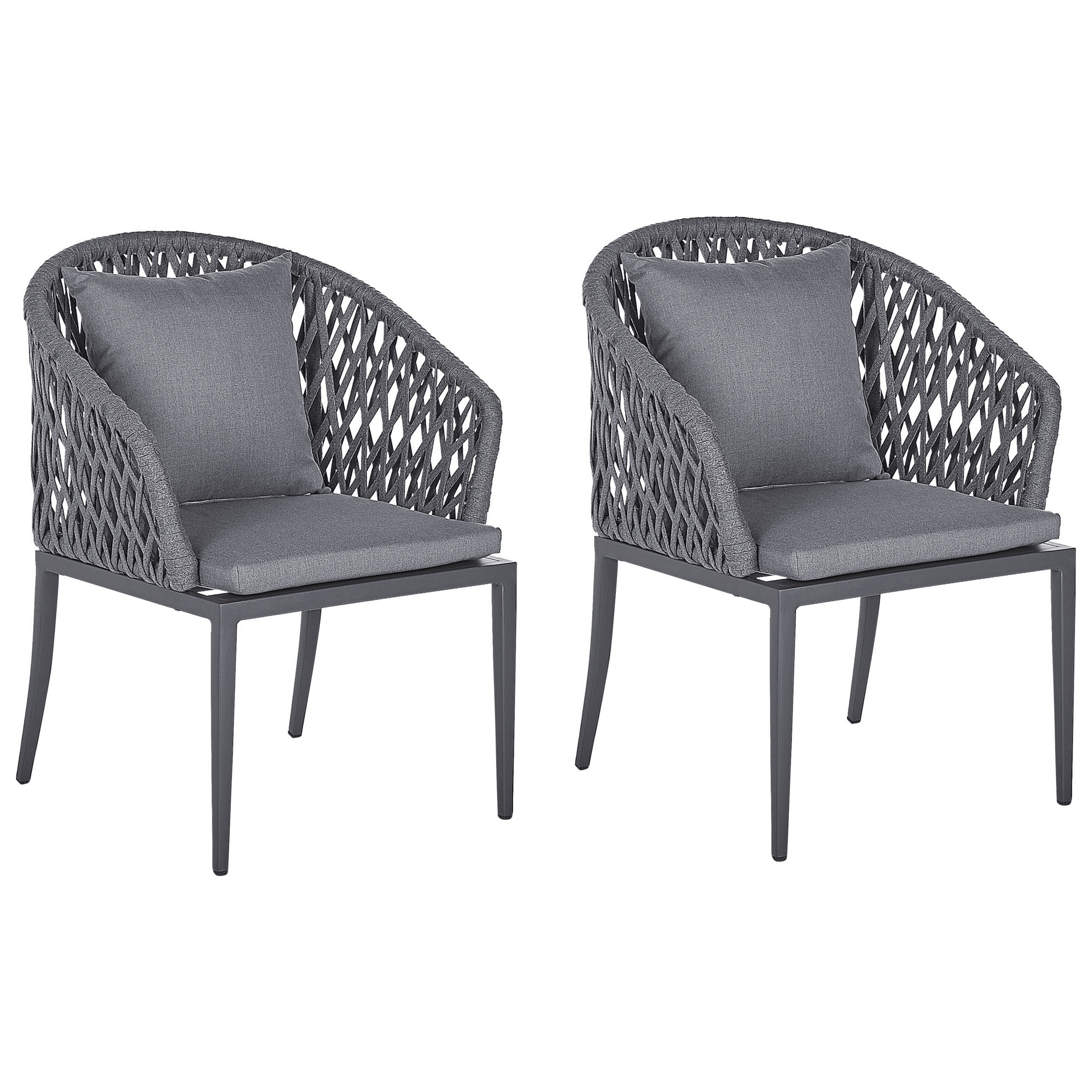 Puutarhatuolisetti pehmusteilla 2 kpl LIPARI metalli Harmaa
