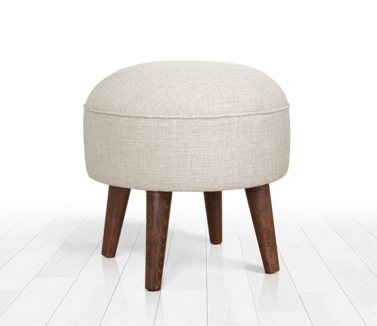 Norda Design Elegantti kermanvärinen pouf puujaloilla, korkeus 43 cm, 50 % puuvillaa / 50 % samettia, ortopedinen vaahtomuovi | skandinaavinen muot...