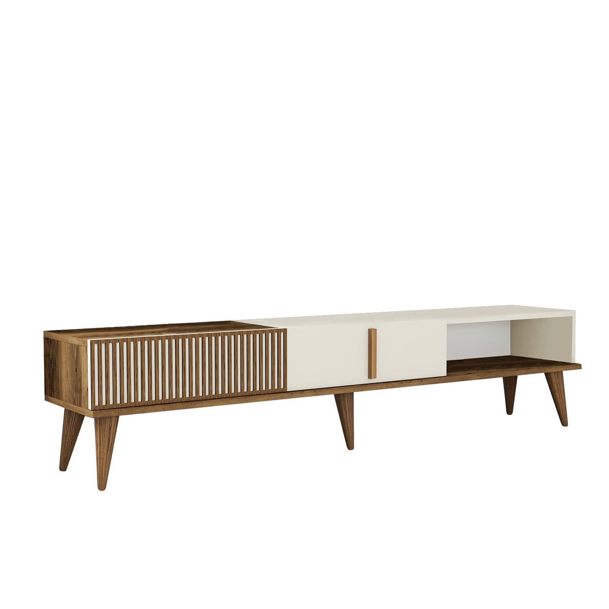 Norda Design Moderni TV-taso, pähkinä ja kerma, 180 cm | 100 % melamiinipäällystetty, 18 mm paksu, seinäkiinnitettävä, 30 kg