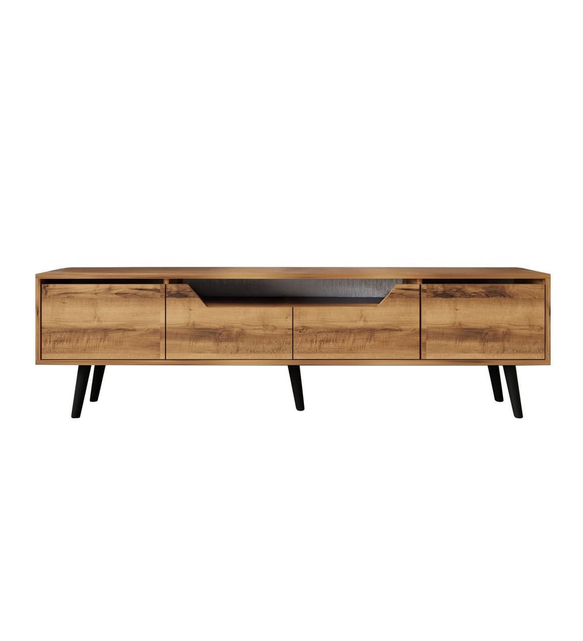 Norda Design Moderni pähkinäpuun värinen TV-taso, 180 cm, 100 % melamiinipäällystetty lastulevy, seinään kiinnitettävä, tyylikäs ja toimiva
