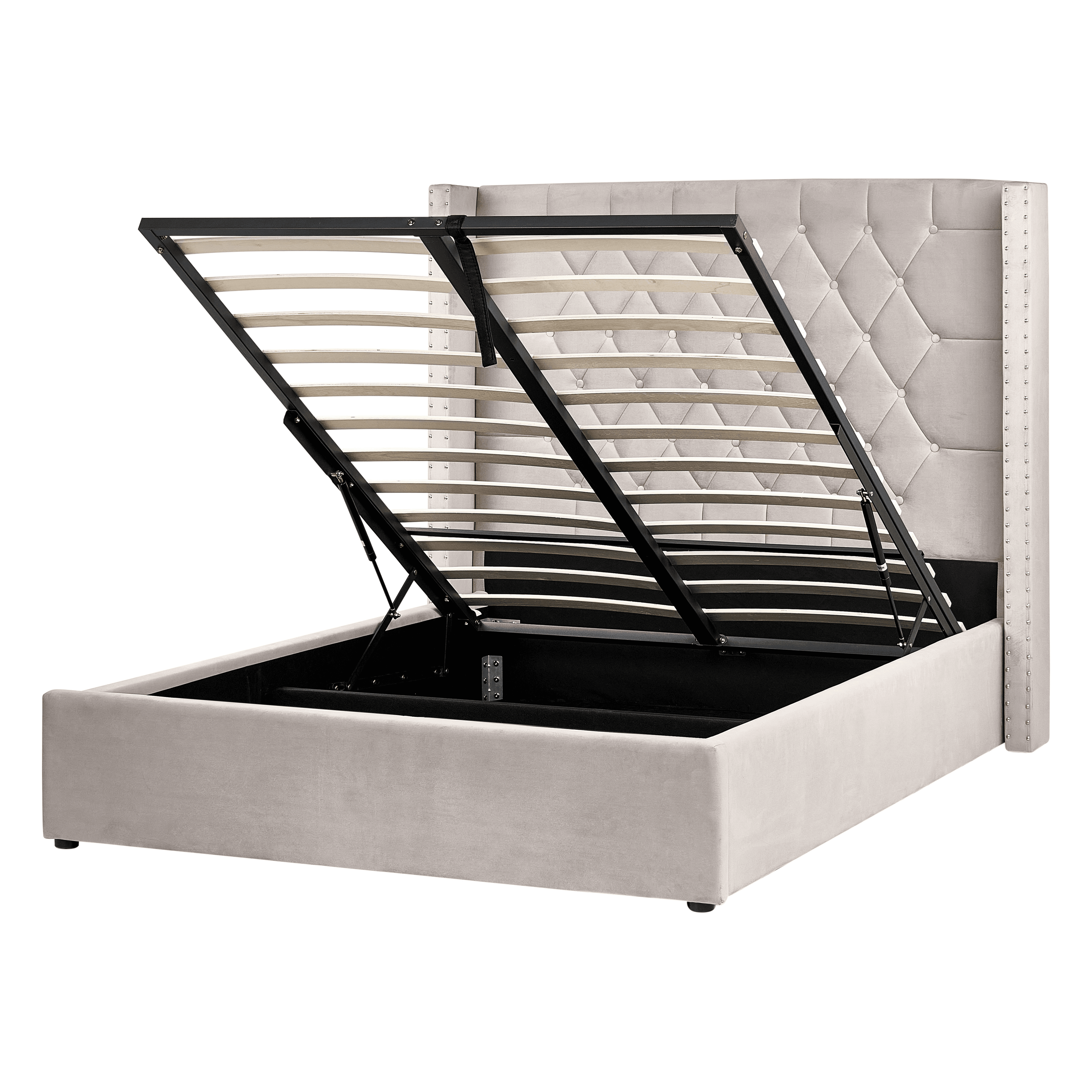 Sänky säilytystilalla sametti LUBBON 140 x 200 cm Ruskeanharmaa