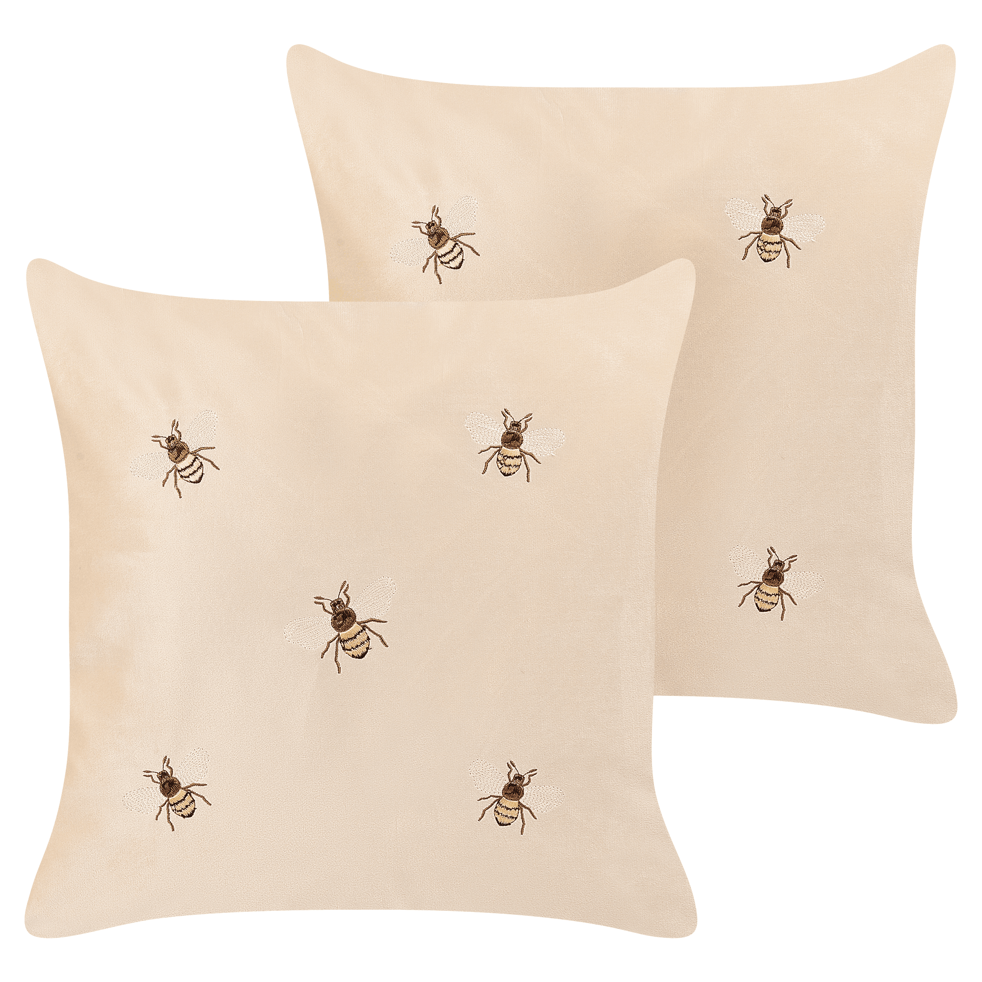 Koristetyynysetti 2 kpl TALINUM sametti 45 x 45 cm Beige Eläinkuvio
