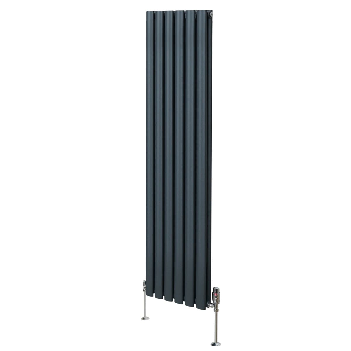 Soikea pylväspatteri ja venttiilit - 1600 mm x 360 mm – Antrasiitinharmaa