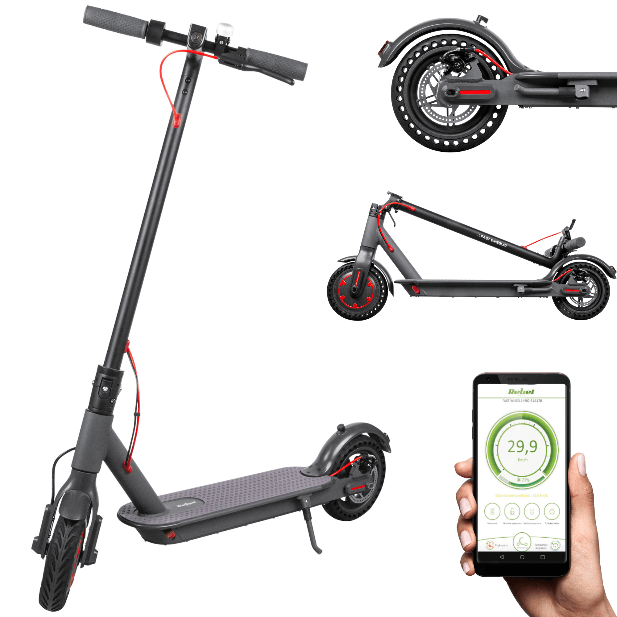 Sähköpotkulauta Rebel FAST WHEELS PRO 250W 8,5 120 kg IP54 LED