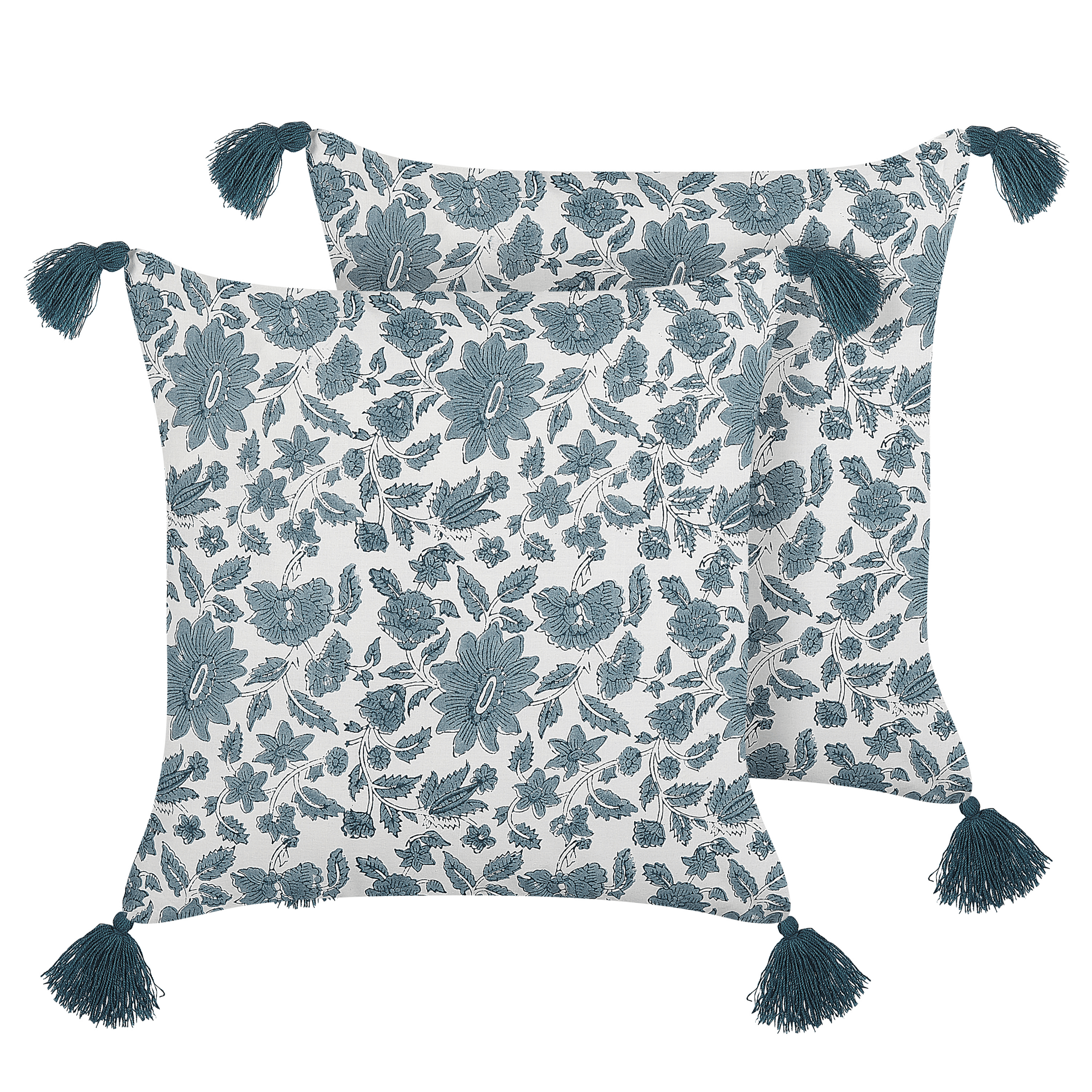 Koristetyynysetti 2 kpl RUMEX puuvilla 45 x 45 cm Sininen Kukkakuvio