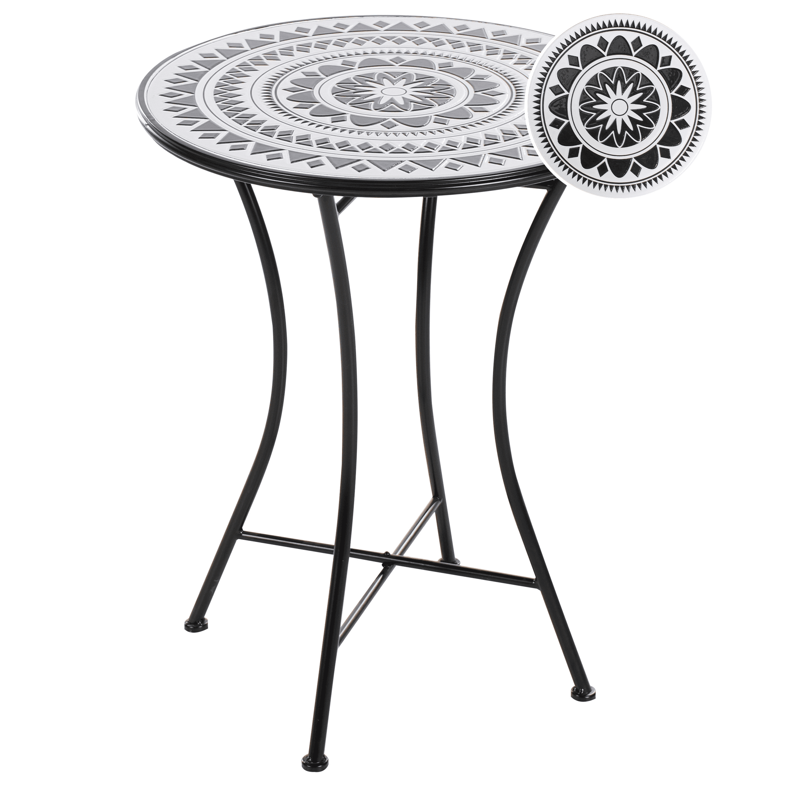 Bistropöytä COMISO 60 cm 60 cm metalli Musta/valkoinen
