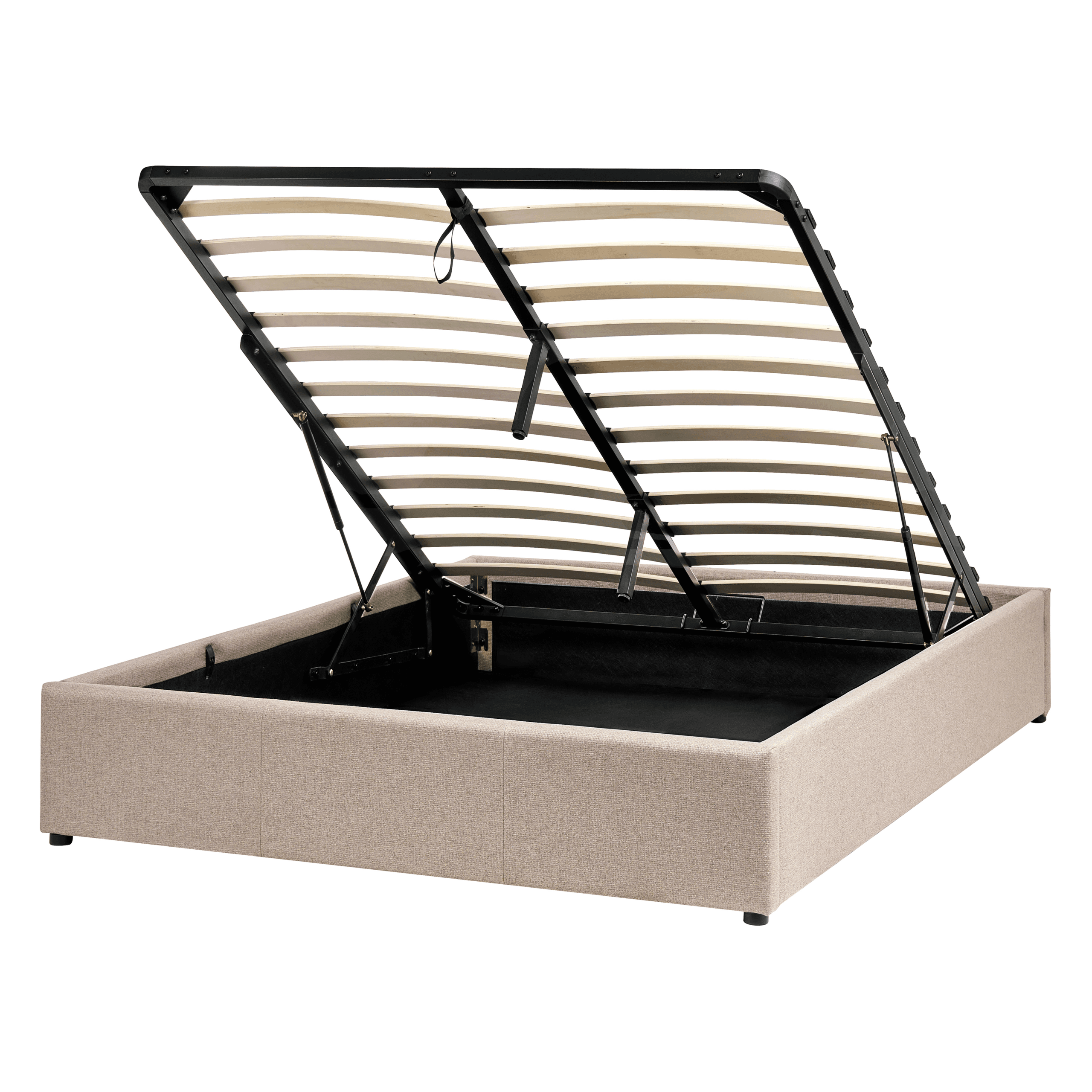 Sänky säilytystilalla ilman sängynpäätyä kangas DINAN 140 x 200 cm Vaaleanruskea