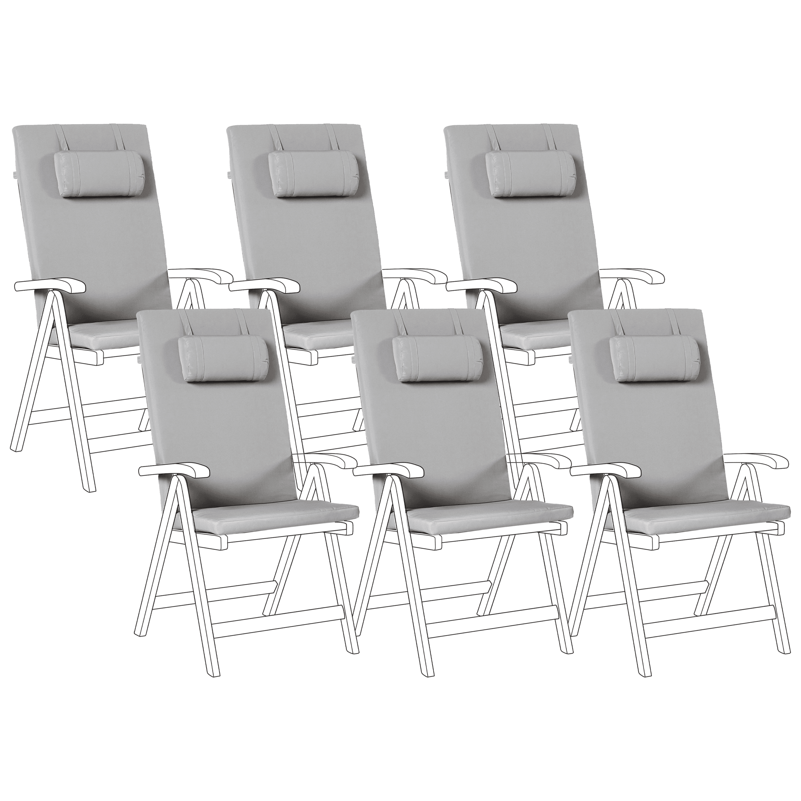 Selkä-/istuintyynysetti 6 kpl JAVA/AMANTEA PREMIUM 50 x 70 cm Vaaleanharmaa