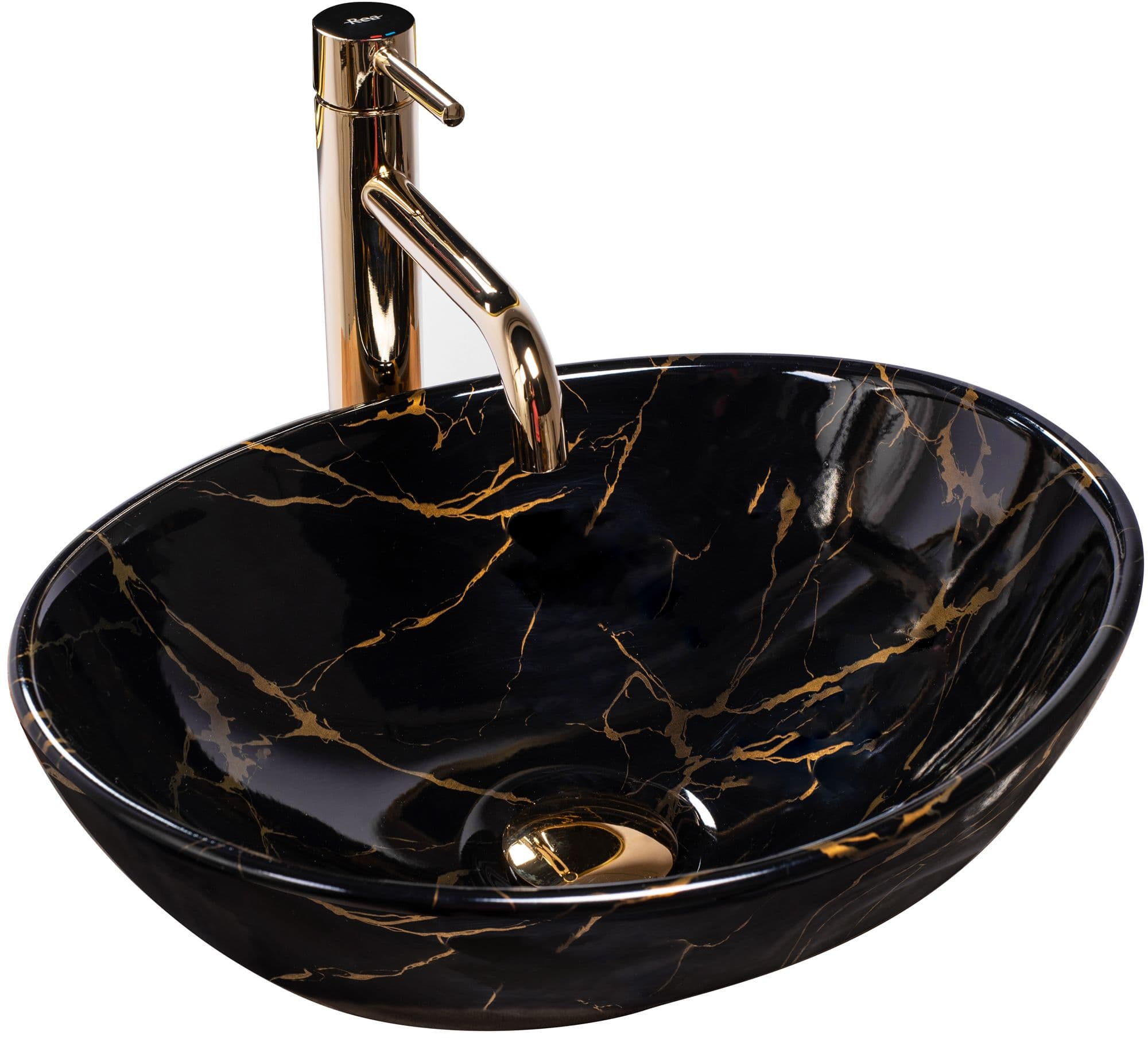 REA Malja-allas SOFIA marble musta kiiltävä, 100X34, 5X15CM