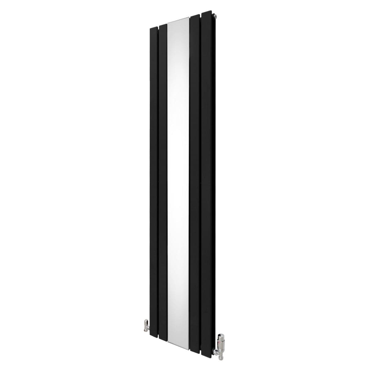 Litteä peilipatteri ja venttiilit - 1800 mm x 425 mm - musta