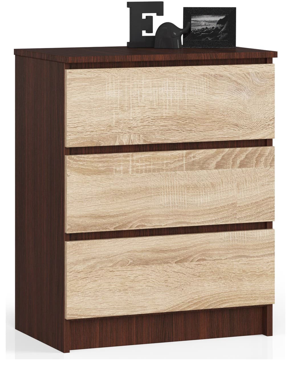 Akord Lipasto 3 laatikkoa Wenge/Sonoma-tammi 60x40x77