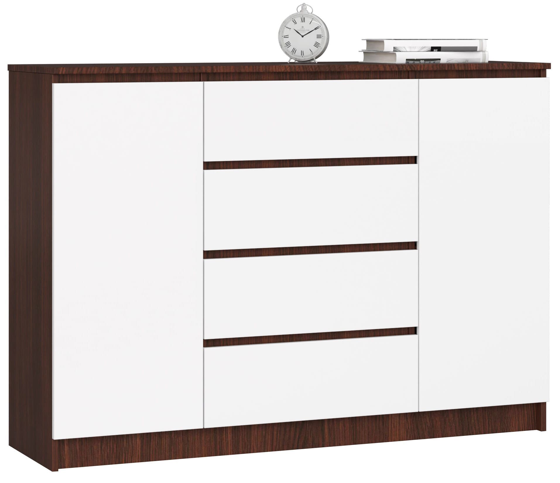 Akord Lipasto 2 Ovet 4 Laatikoa Wenge/Valkoinen 138x40x99