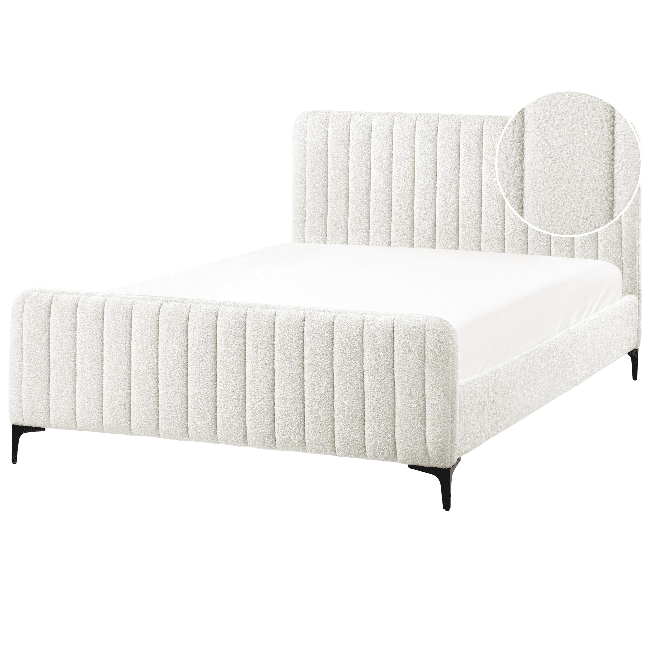 Sänky buklee LUNAN 140 x 200 cm Luonnonvalkoinen