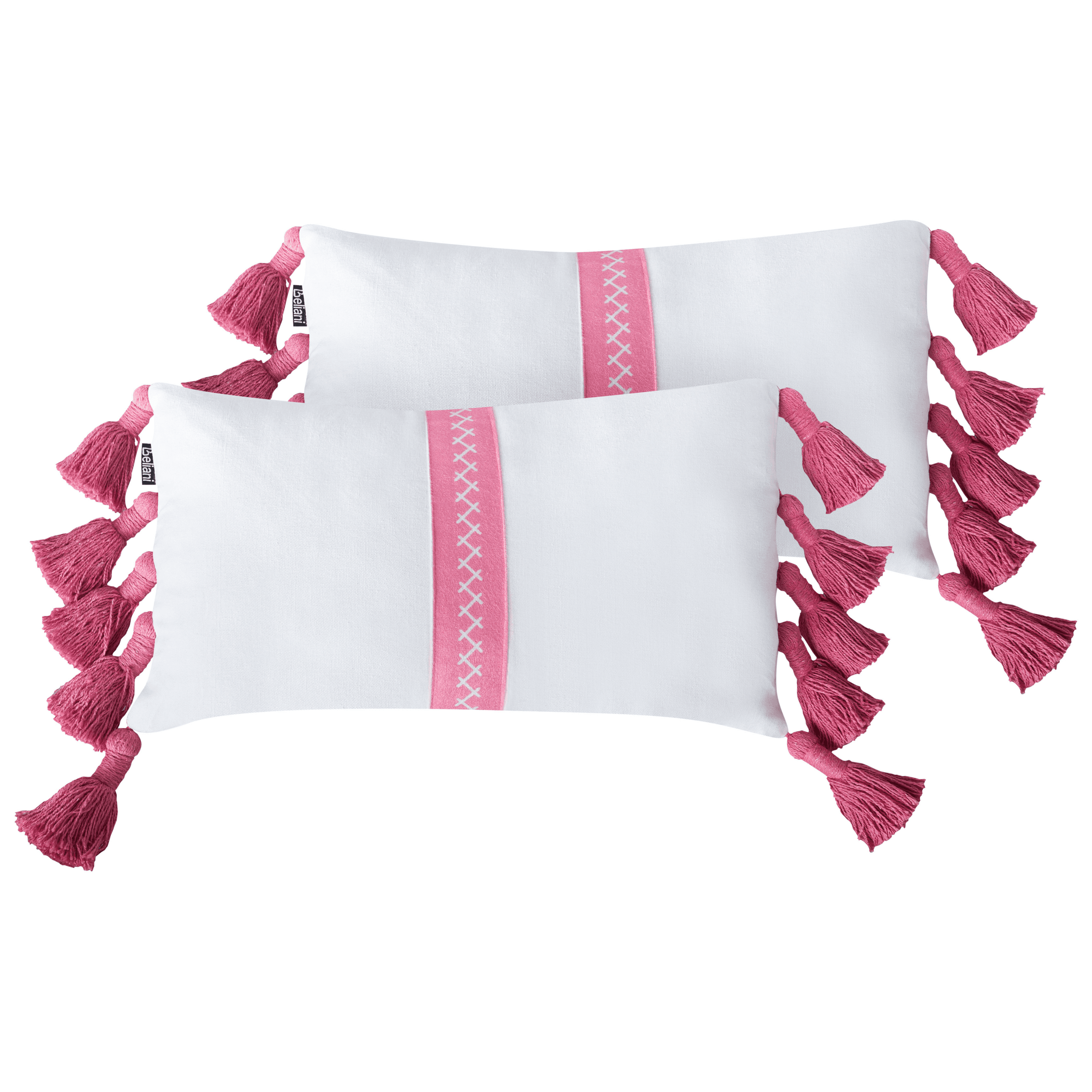 Koristetyynysetti 2 kpl LOVELY puuvilla 30 x 50 cm Valkoinen Vaaleanpunainen