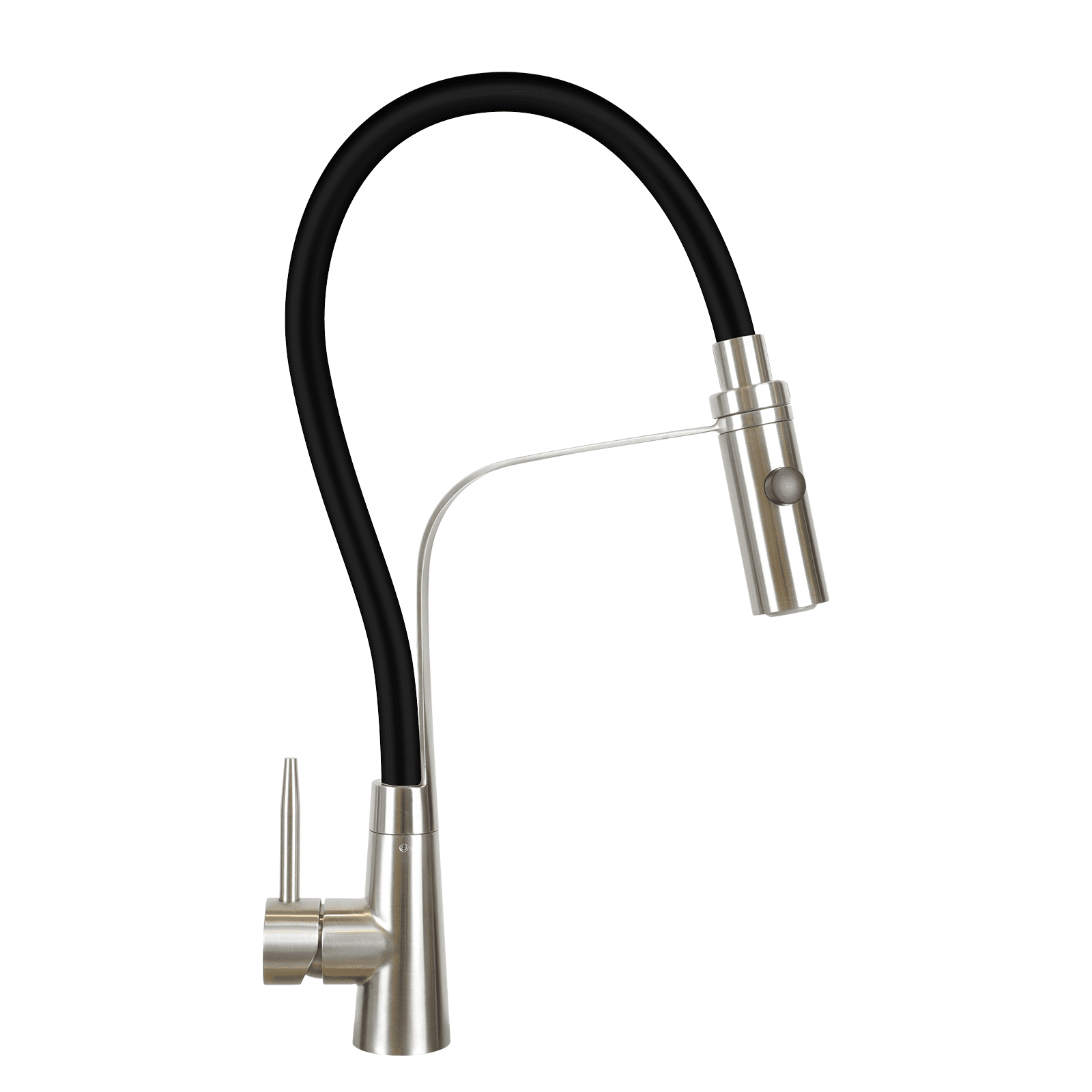 NETTLIFE - keittiöhana joustavalla, suurella jatkettavalla suihkupäällä, 46,5 cm, musta, 360 kääntyvä korkeapainesekoitin