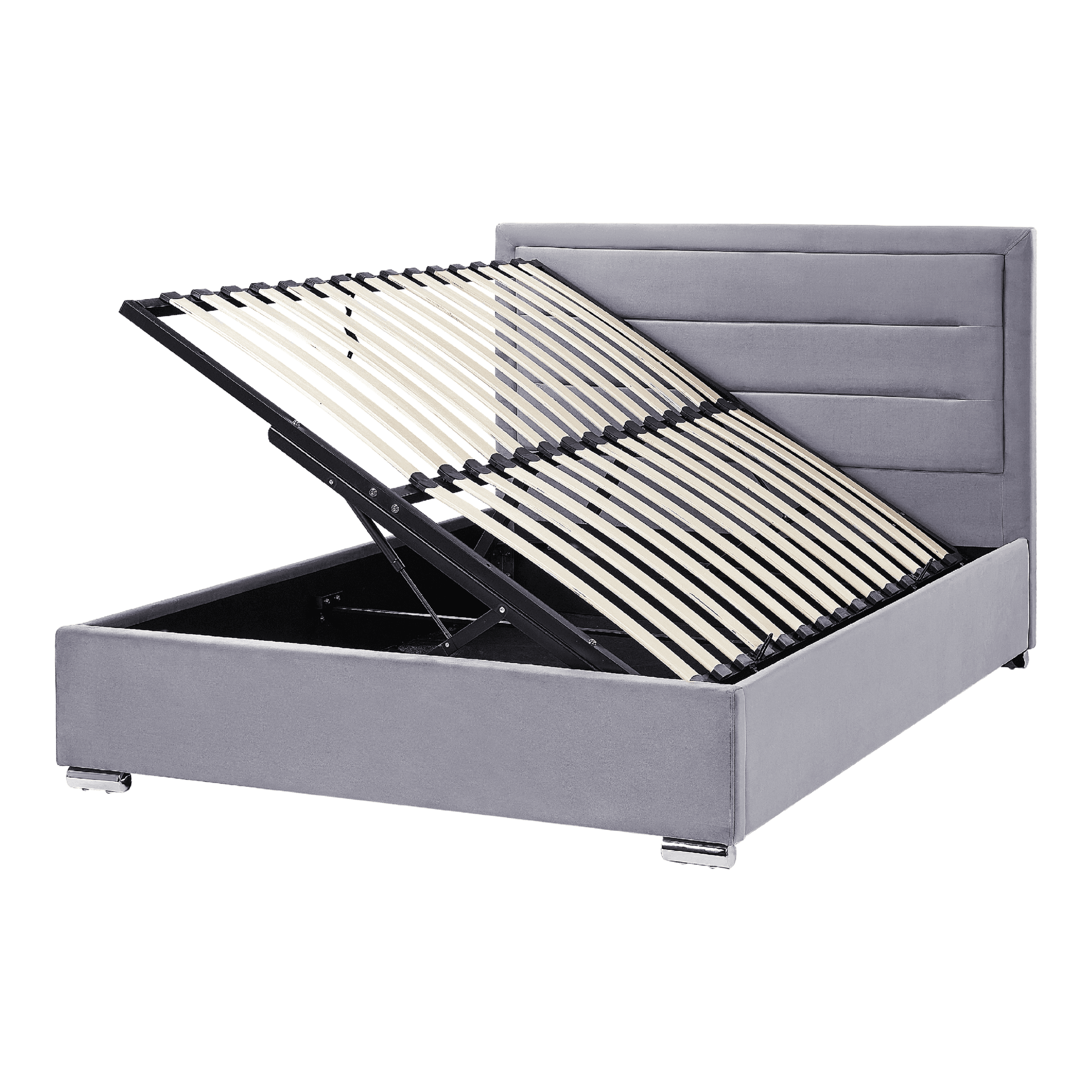 Sänky säilytystilalla sametti ROUEN 140 x 200 cm Tummanharmaa