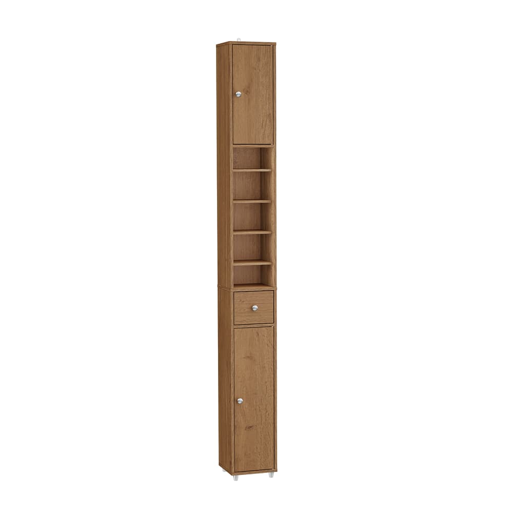 SoBuy Kylpyhuonekaappi kapea vedenkestävä säädettävillä hyllyillä puinen 20x180x20cm BZR34-II-PF