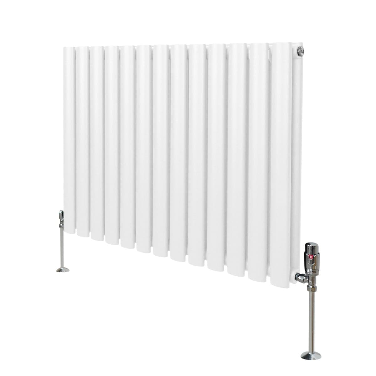 Soikea pylväspatteri ja venttiilit - 600 mm x 780 mm – Valkoinen