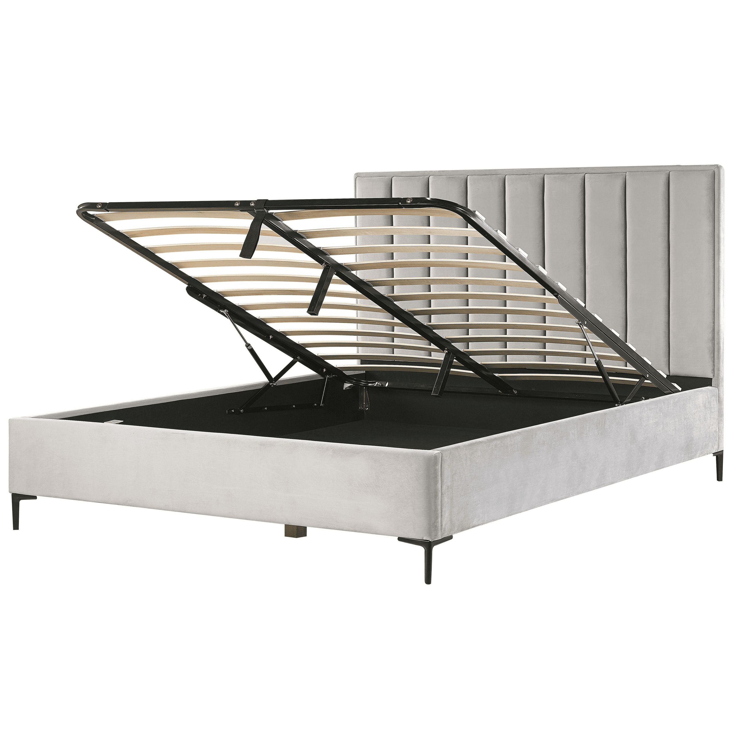 Sänky säilytystilalla sametti SEZANNE 180 x 200 cm Vaaleanharmaa