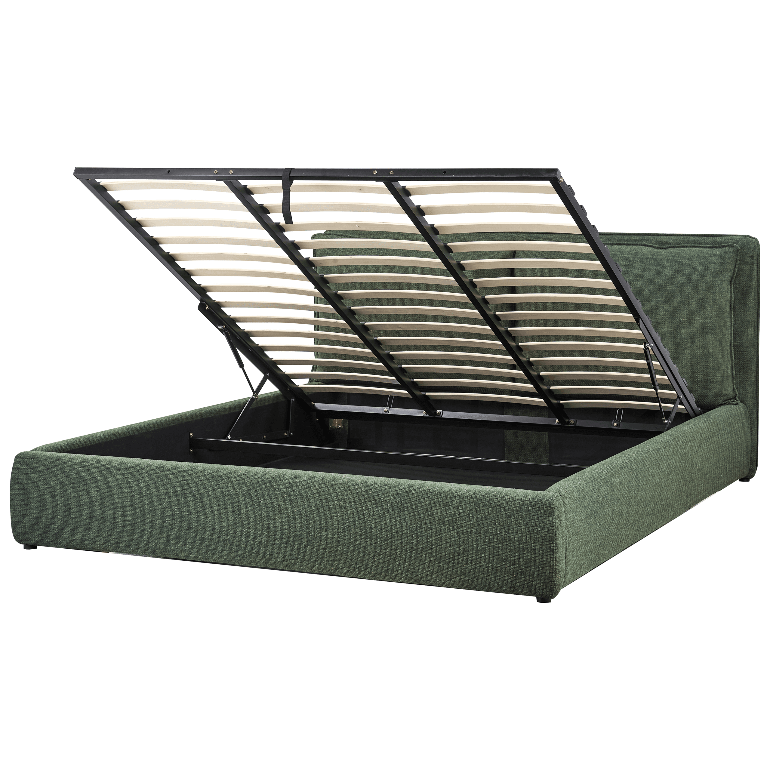 Sänky säilytystilalla kangas BAJONNA 180 x 200 cm Tummanvihreä