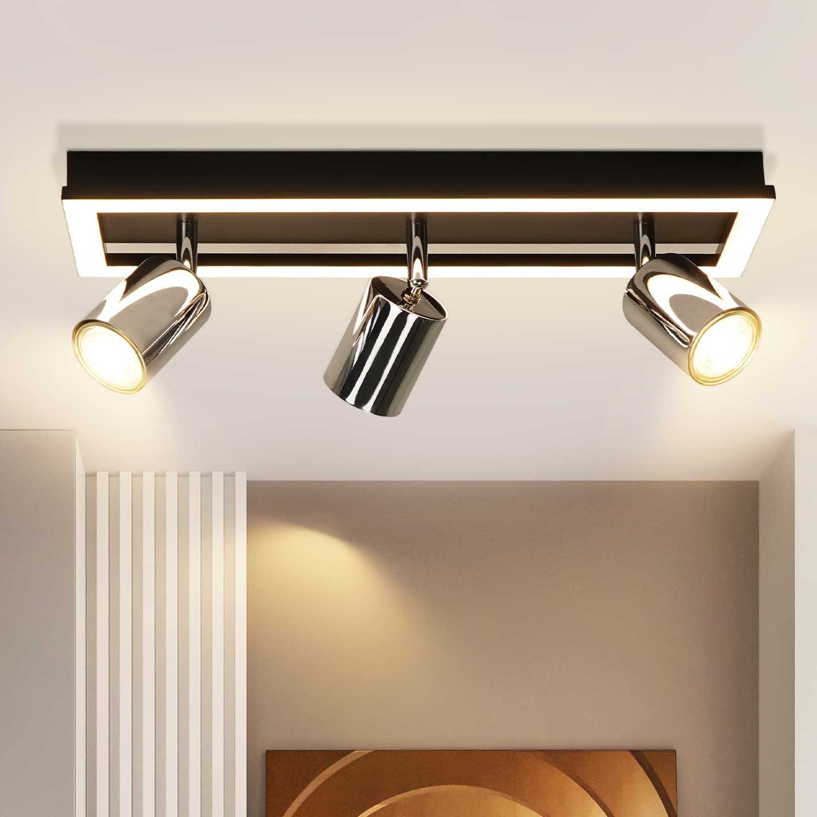 ZMH LED-kattospottivalaisin, jossa 3 lamppua - Säädettävät kohdevalot GU10 15W 42cm