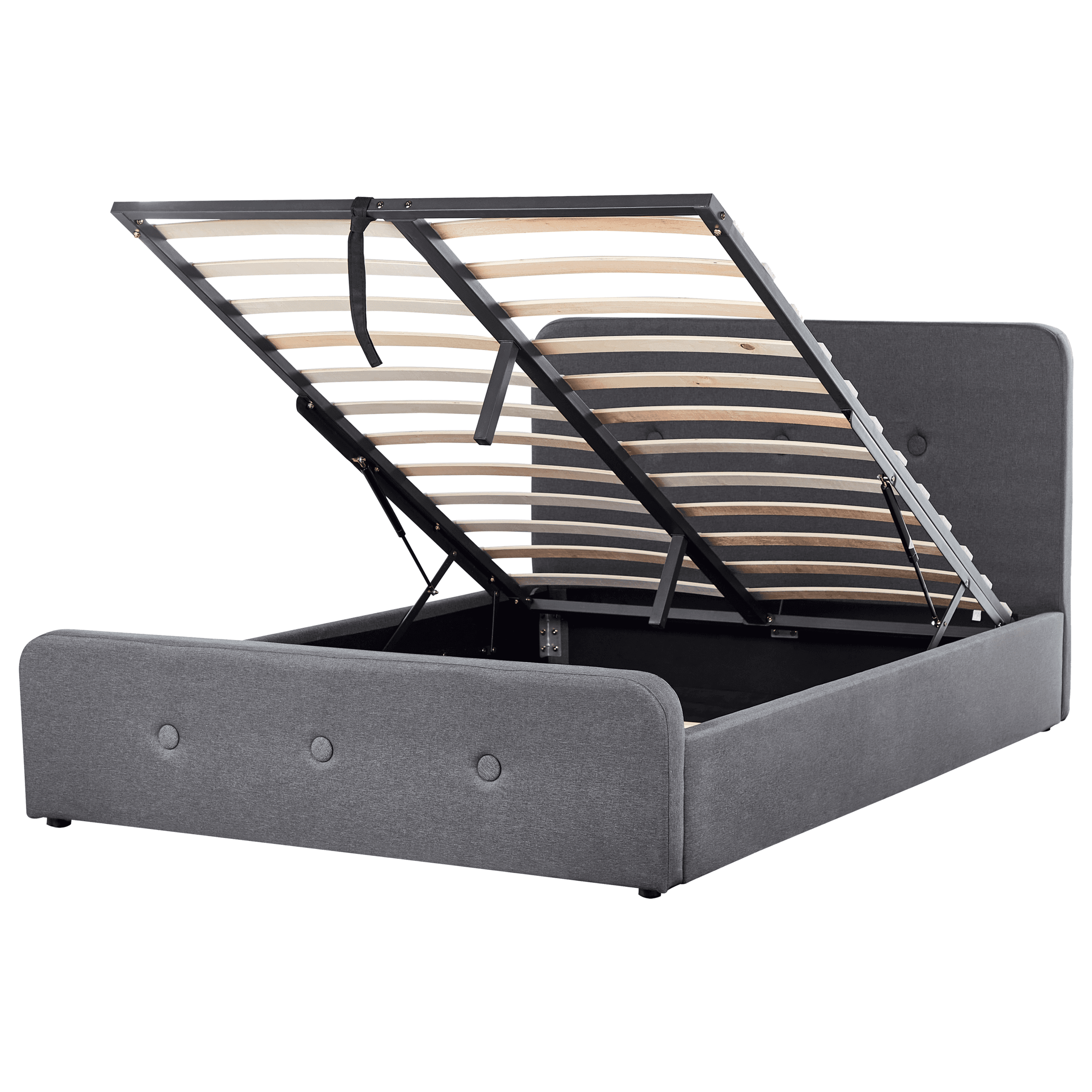 Sänky säilytystilalla kangas RENNES 140 x 200 cm Tummanharmaa